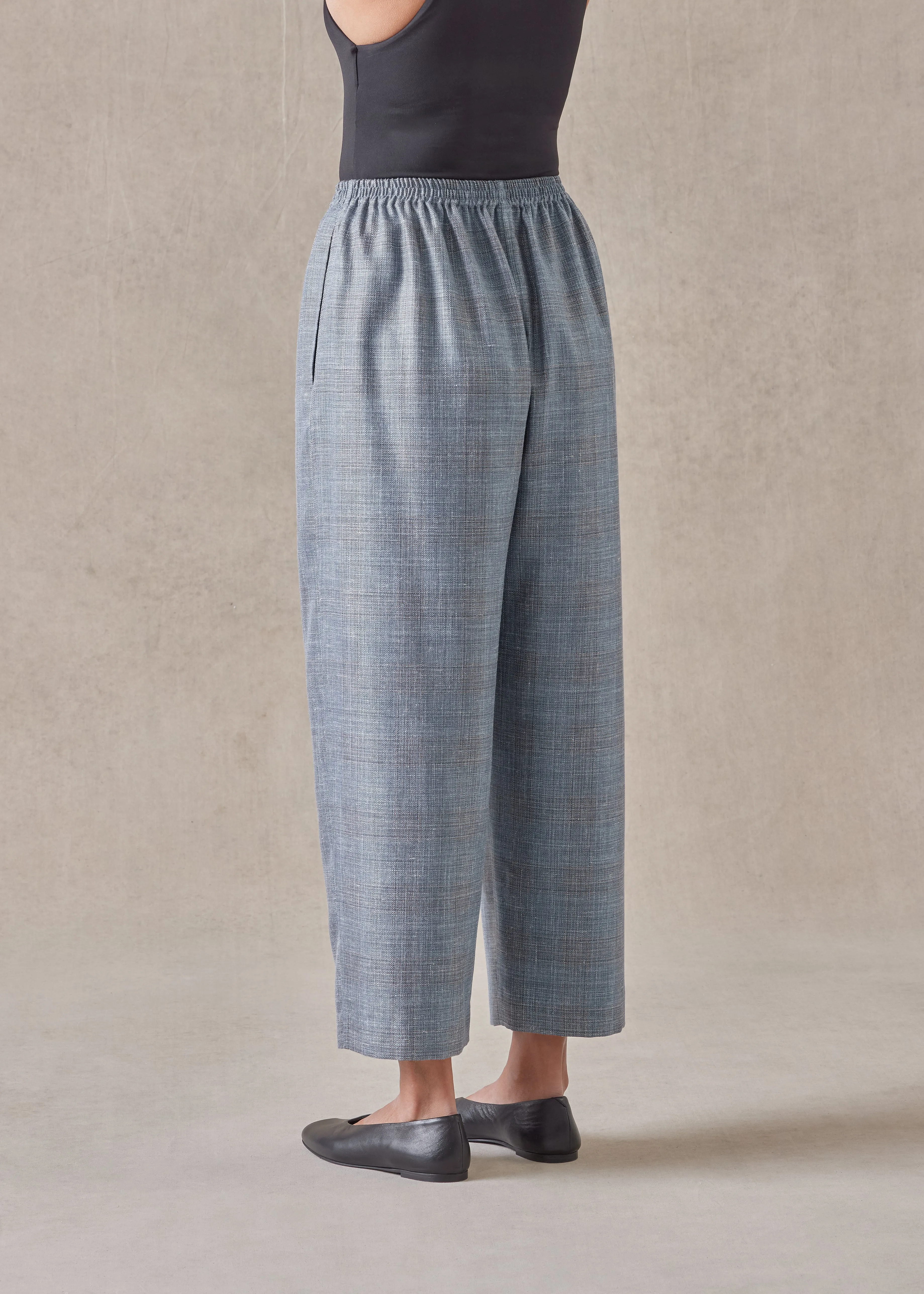 silk linen wool mix japanese trouser (fadedblue) sold by eskandar product image thumbnail 3