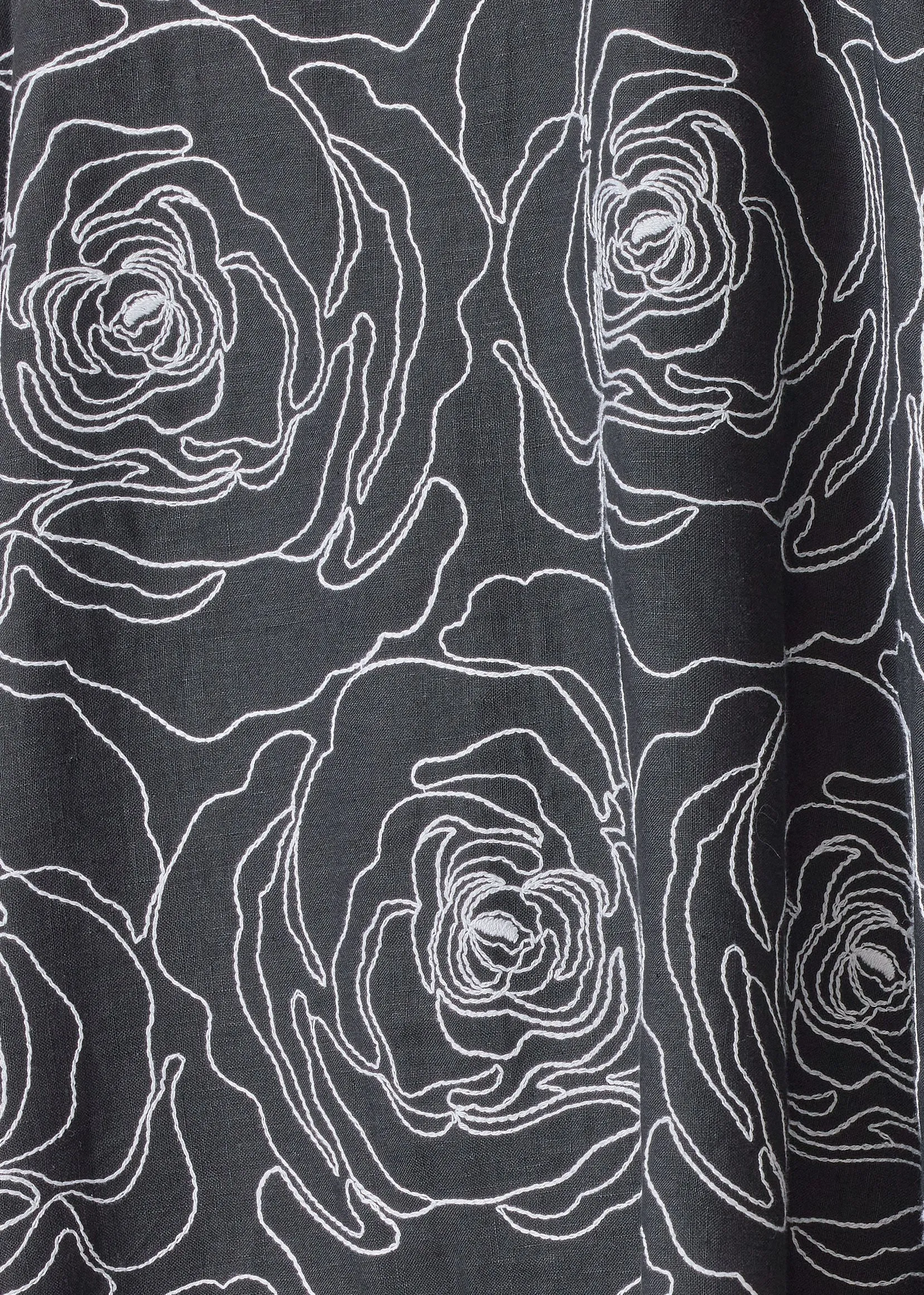 embroidered linen wide a-line scoop neck dress sold by eskandar product image thumbnail 5