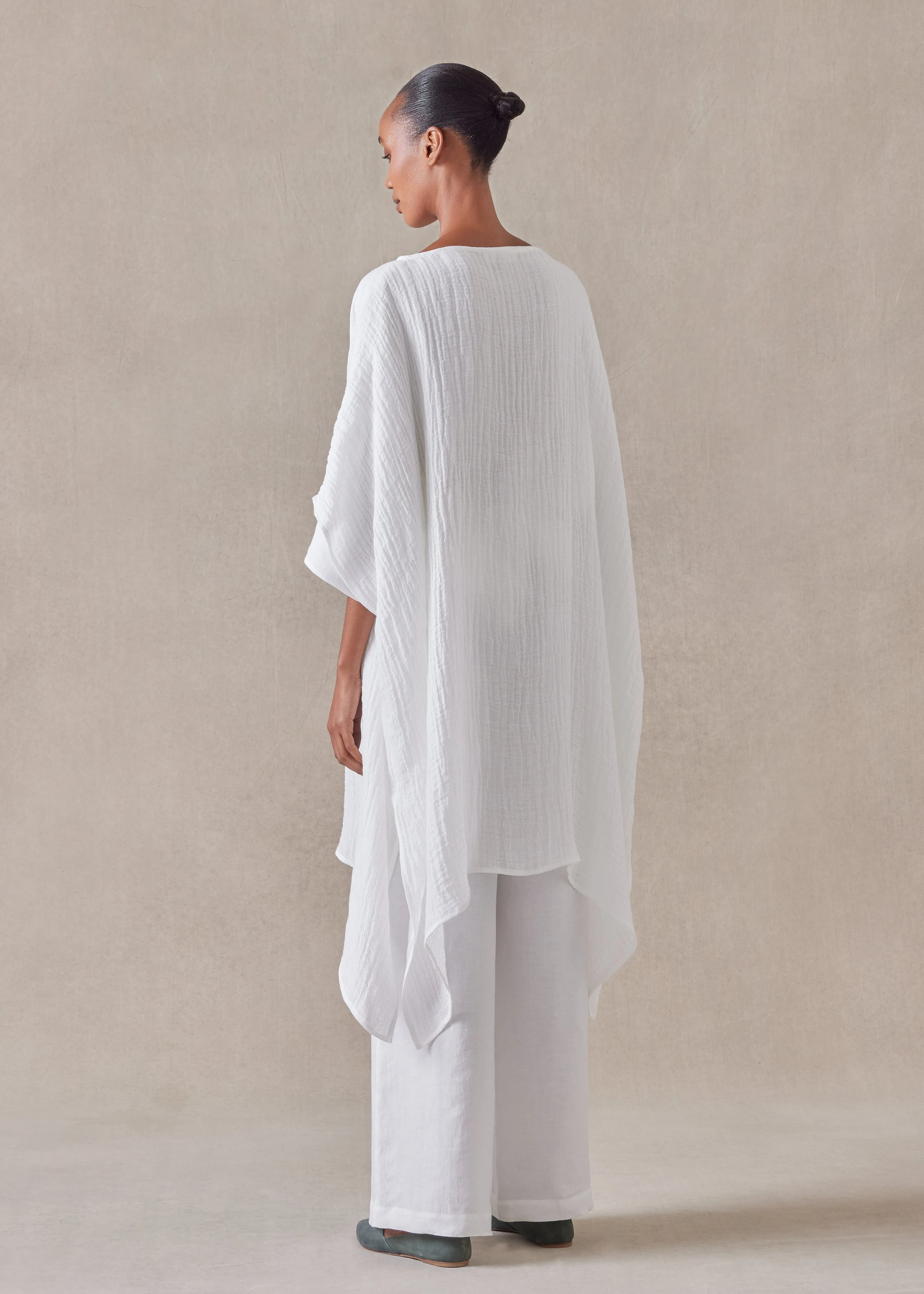linen scoop neck kaftan - very long sold by eskandar product image thumbnail 3