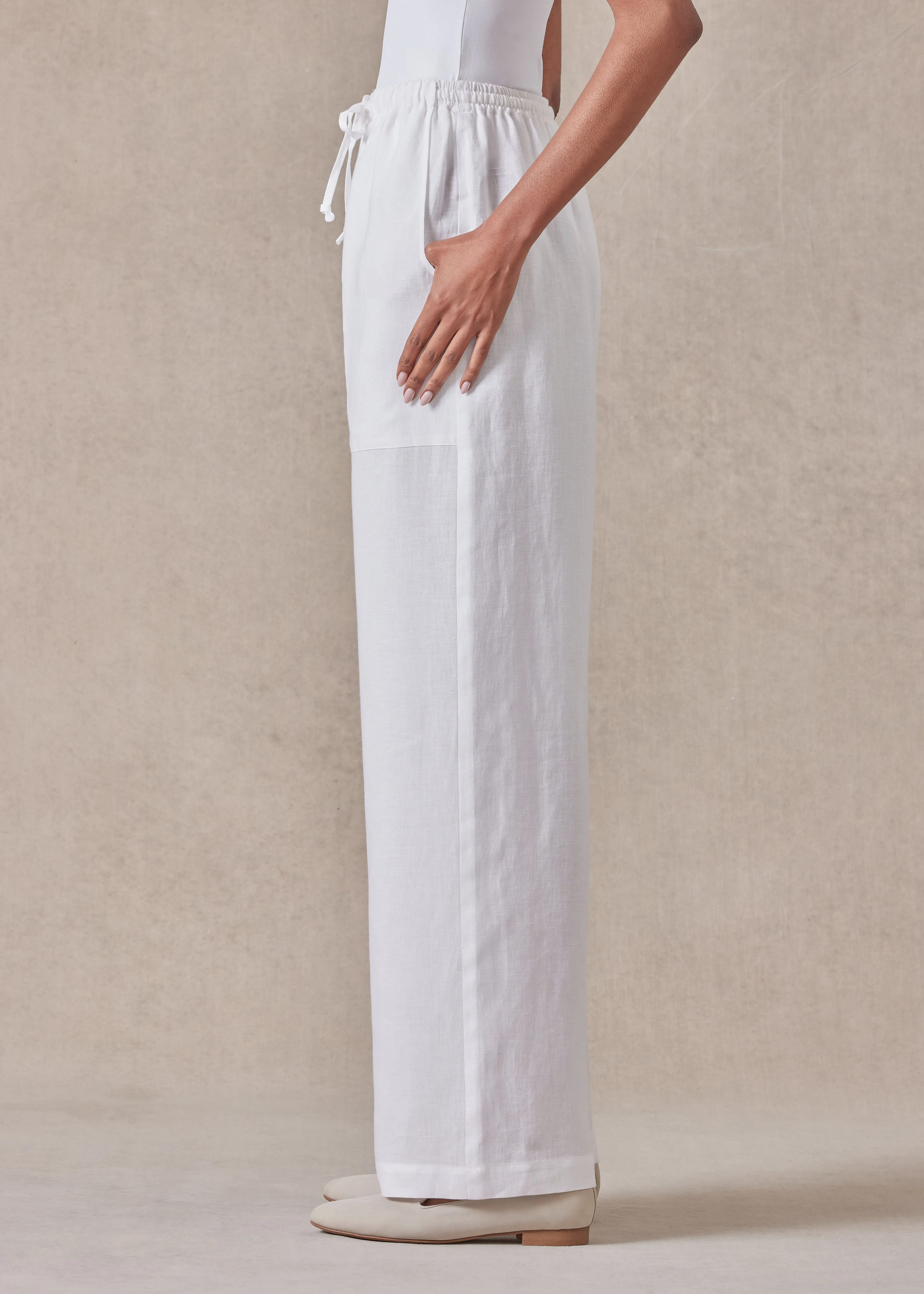 linen patchpocket drawstring trouser sold by eskandar product image thumbnail 2