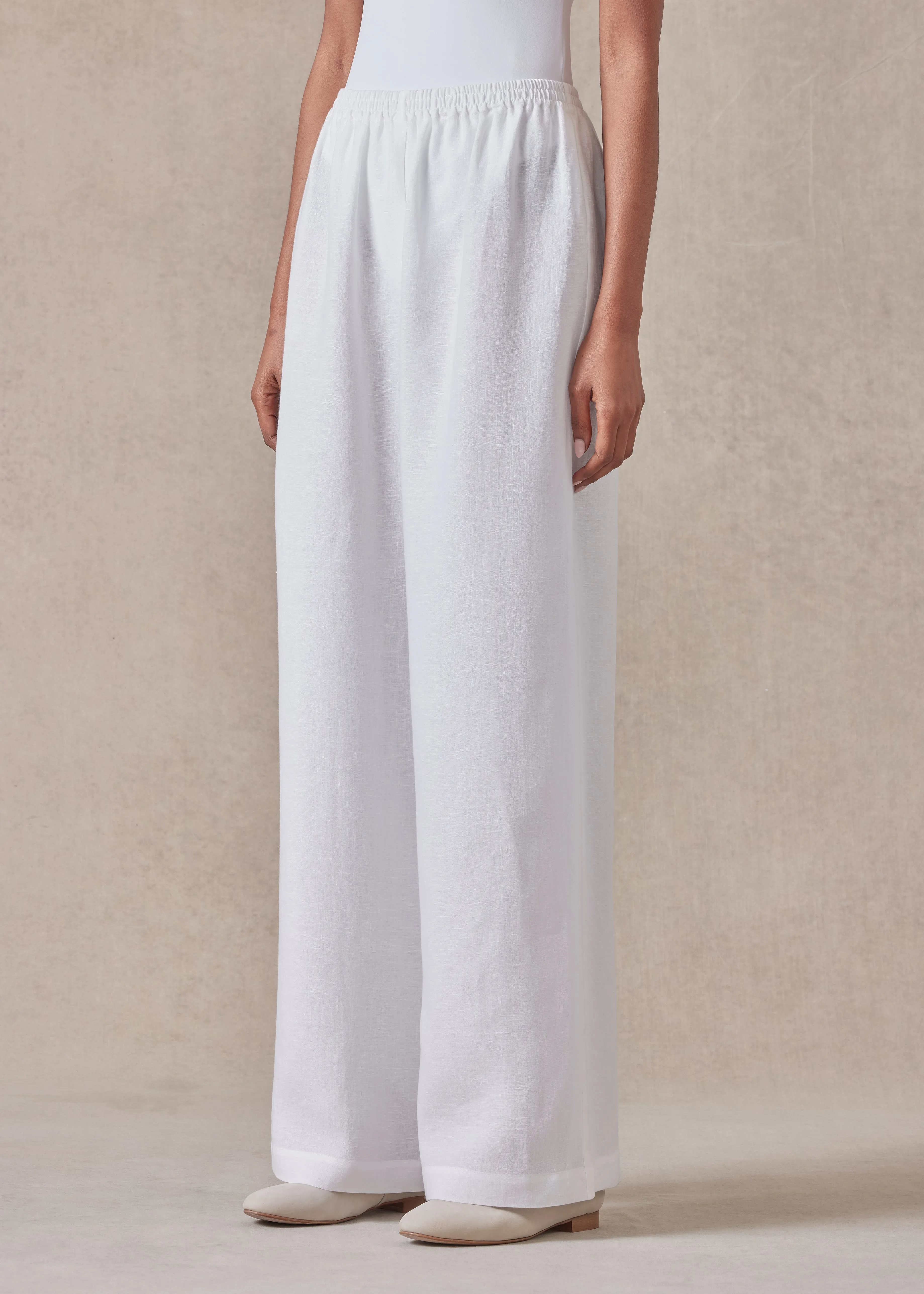 linen flared trouser sold by eskandar