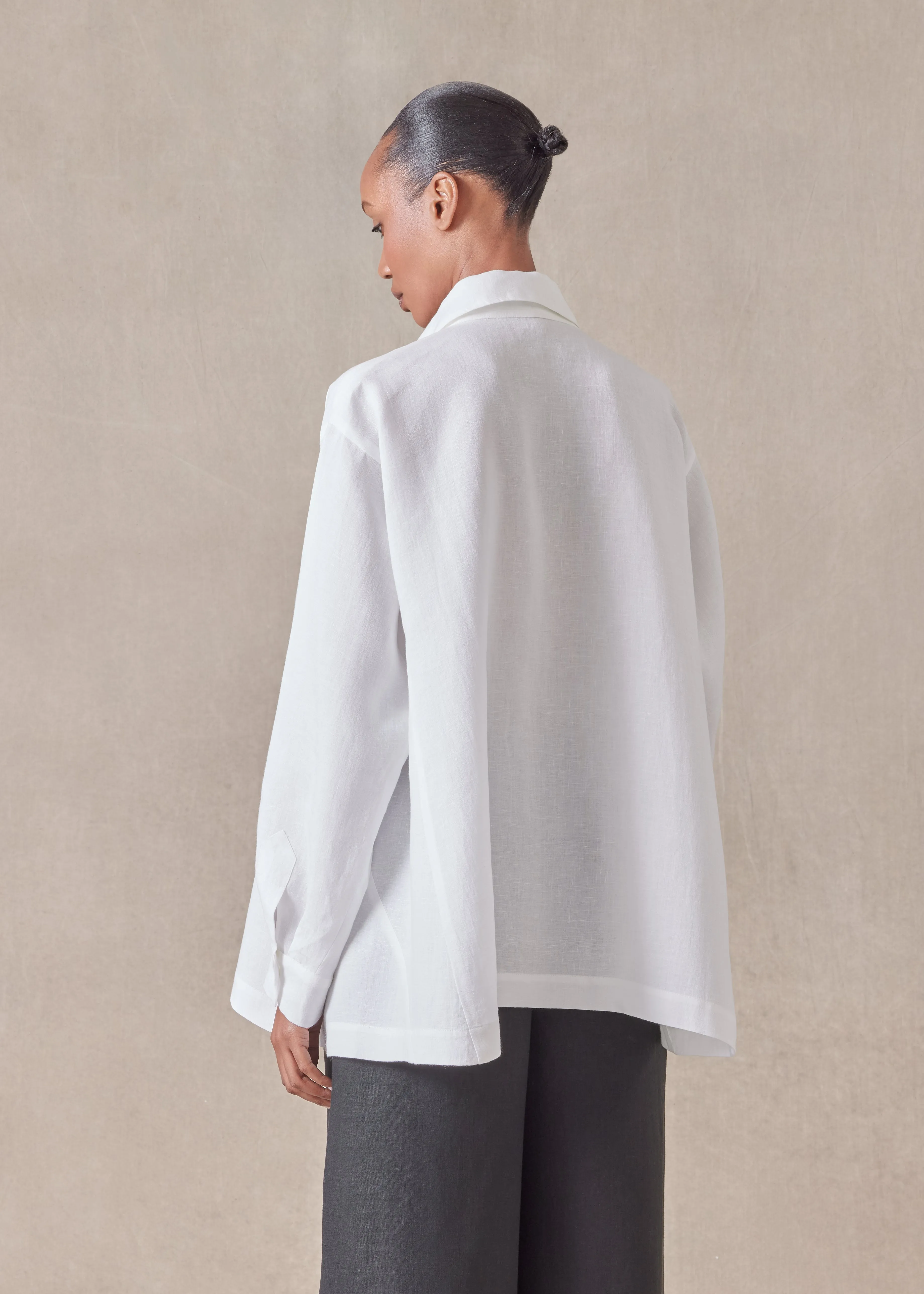 linen caucasus shirt with collar - long sold by eskandar product image thumbnail 4