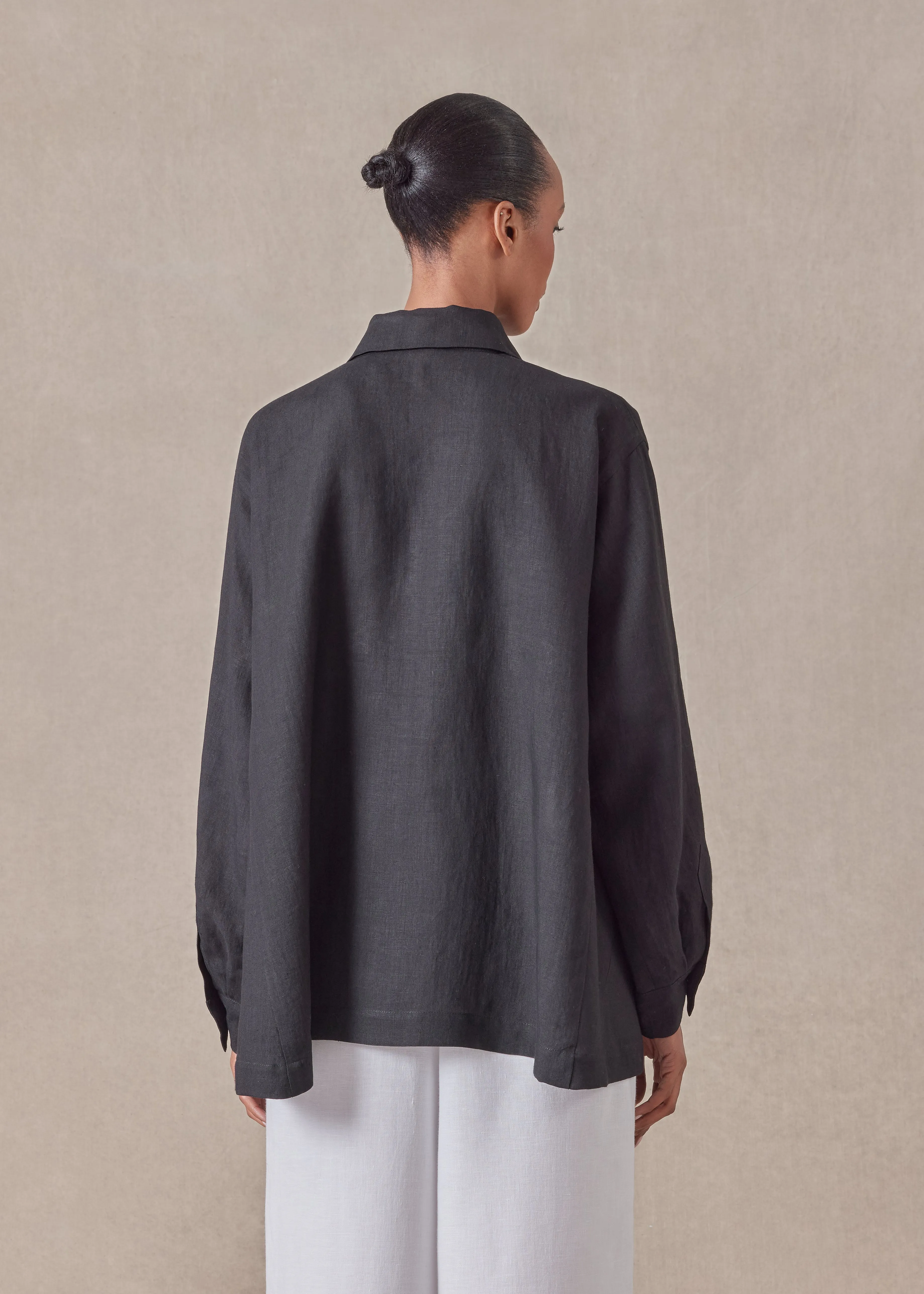 linen caucasus shirt with collar - long sold by eskandar product image thumbnail 4