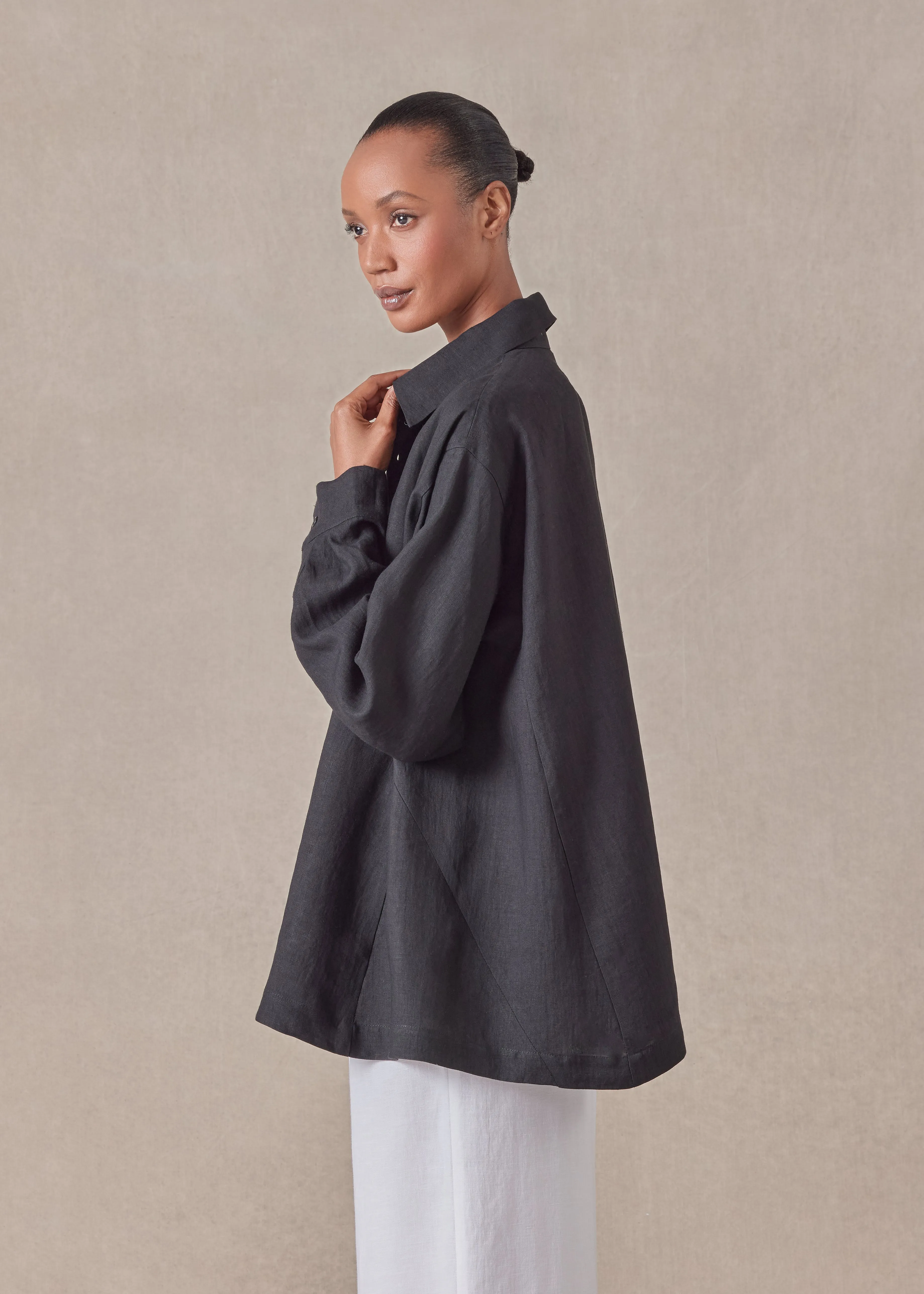 linen caucasus shirt with collar - long sold by eskandar product image thumbnail 3