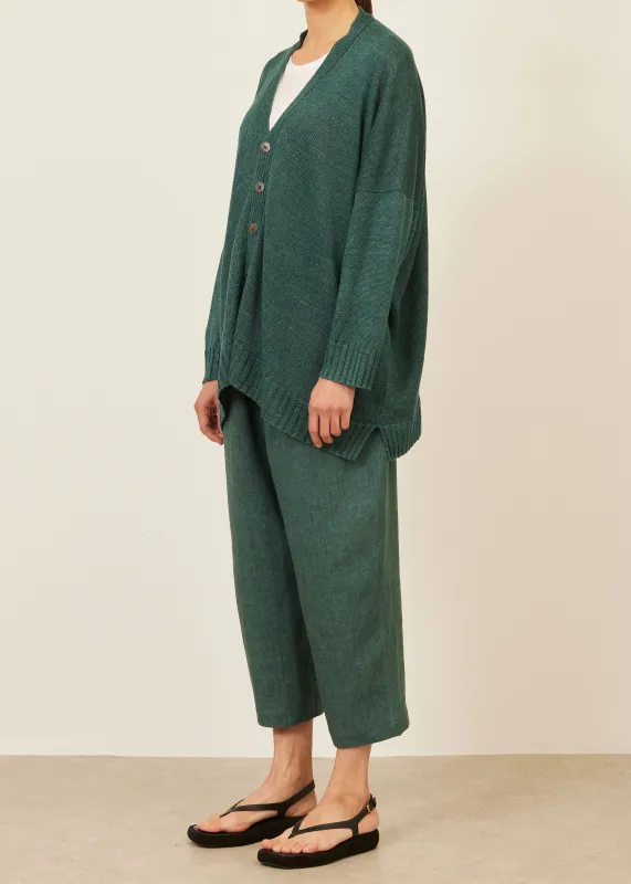 linen wide v neck knit cardigan - long sold by eskandar