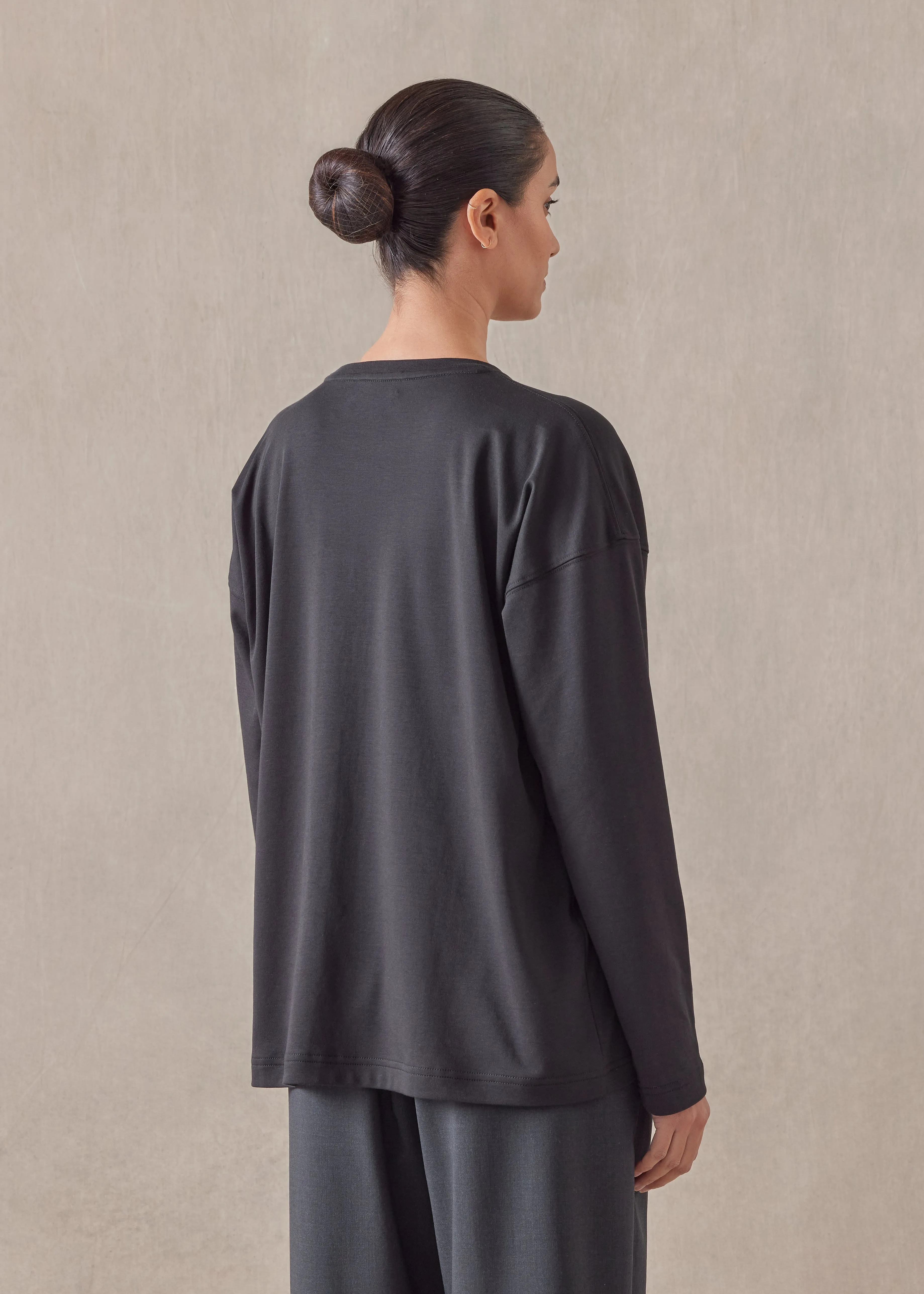 long sleeve smaller round neck - mid sold by eskandar product image thumbnail 3