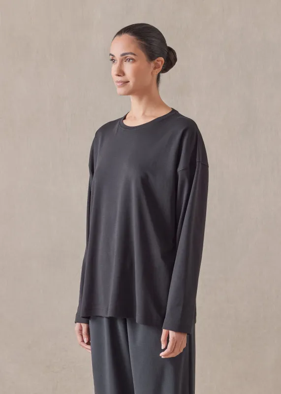 long sleeve smaller round neck - mid sold by eskandar