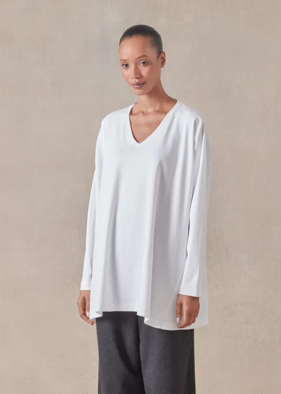 side panelled V neck t-shirt - long sold by eskandar