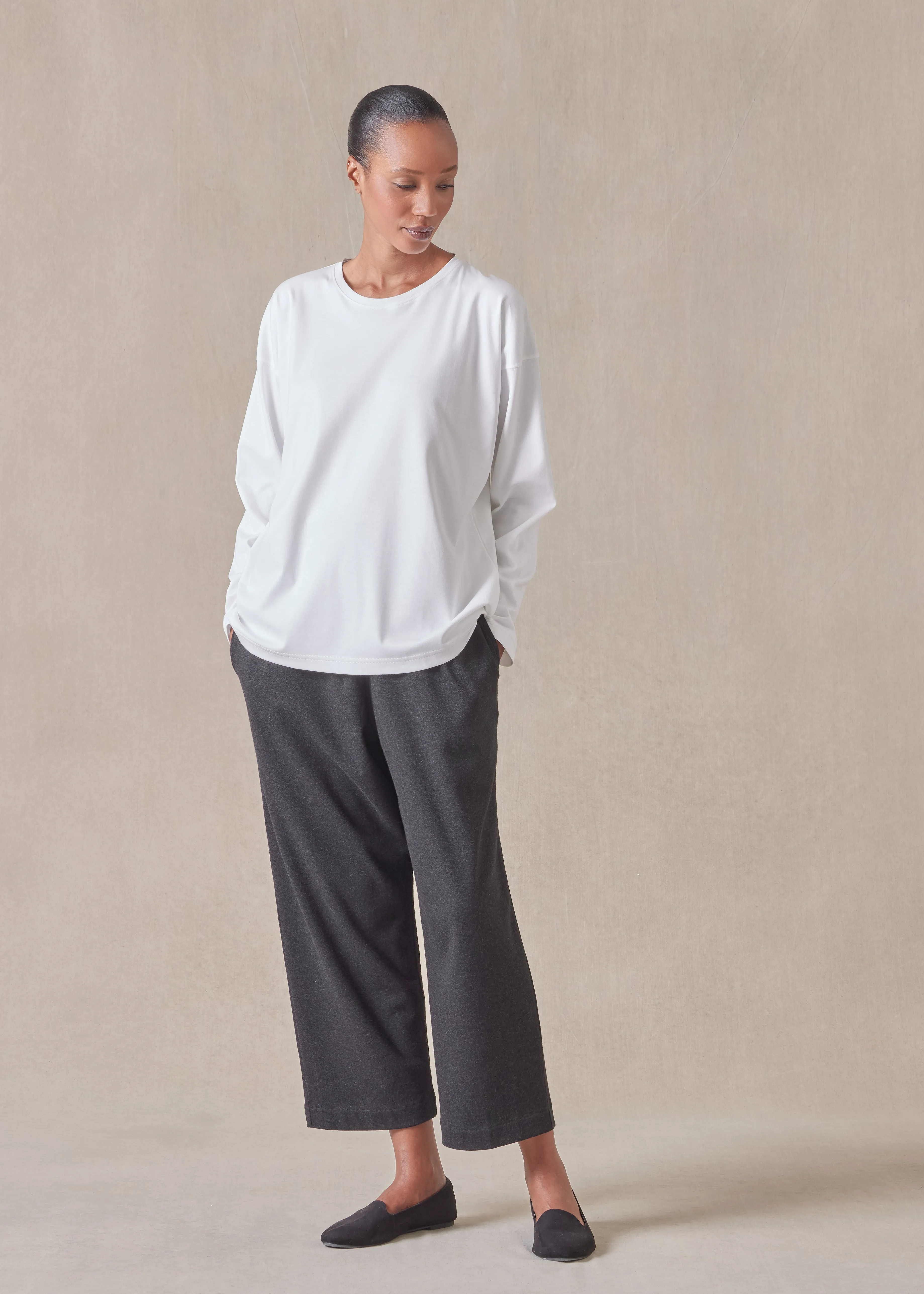 long sleeve smaller round neck - mid sold by eskandar