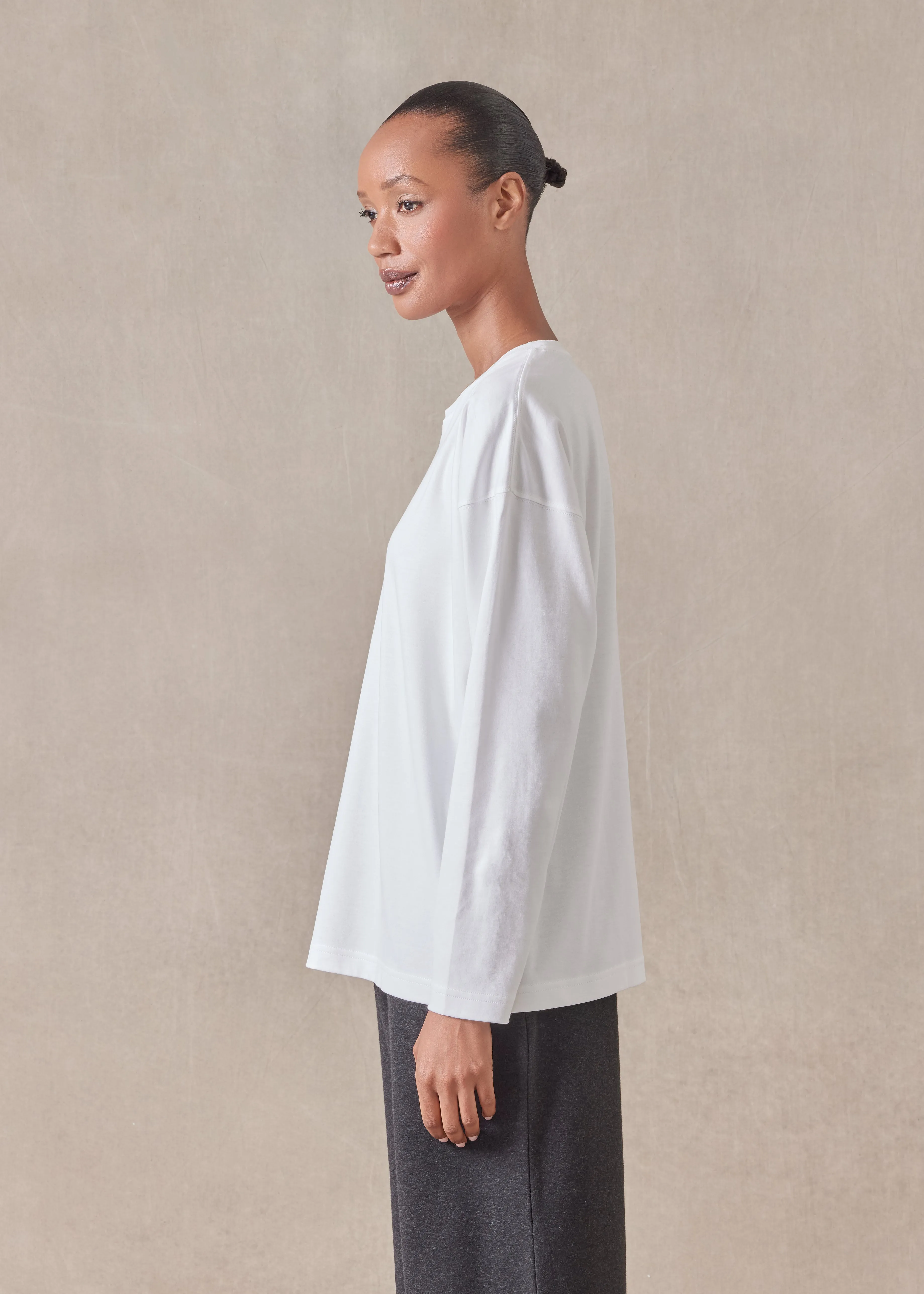 long sleeve smaller round neck - mid sold by eskandar product image thumbnail 3