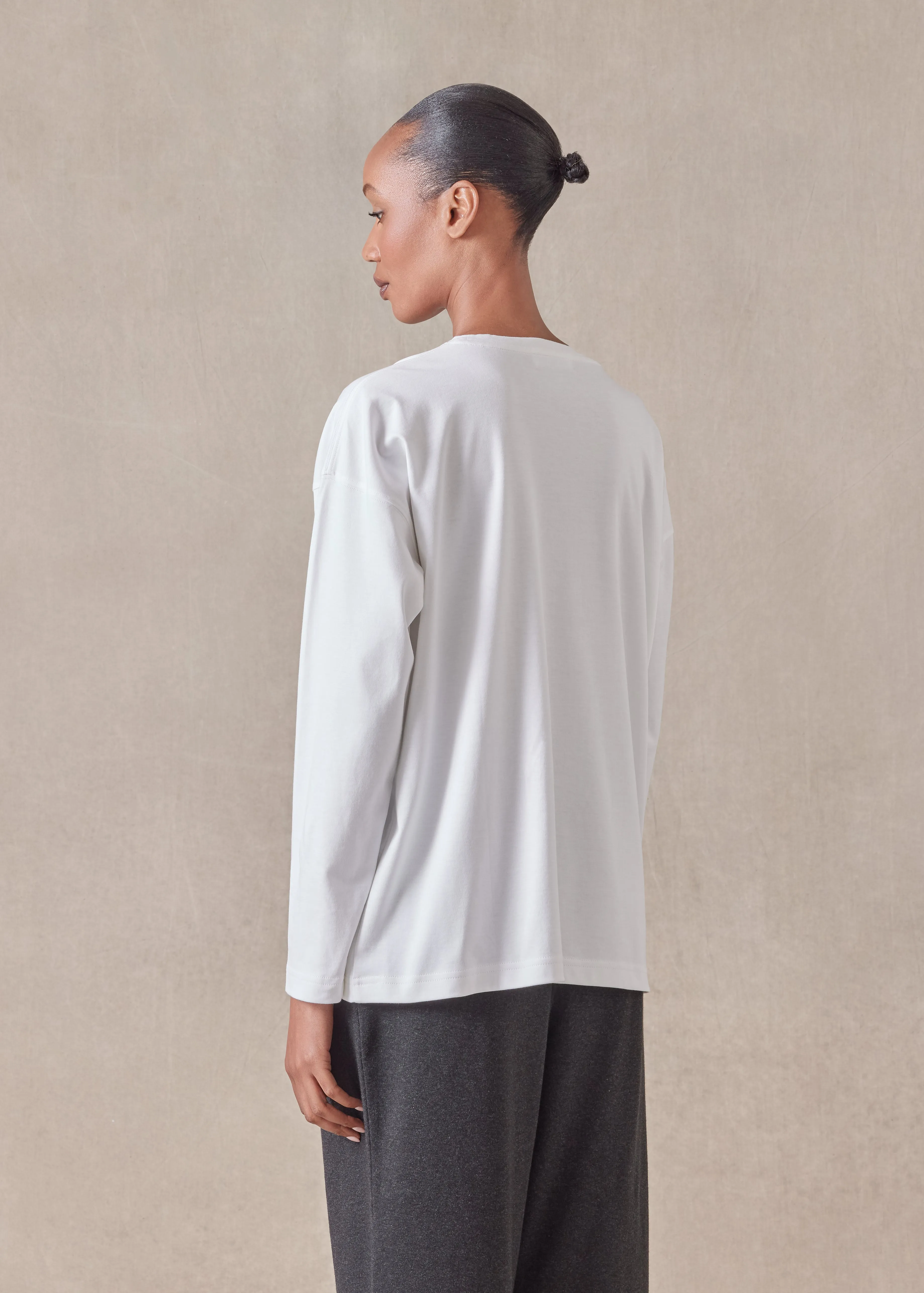 long sleeve smaller round neck - mid sold by eskandar product image thumbnail 4