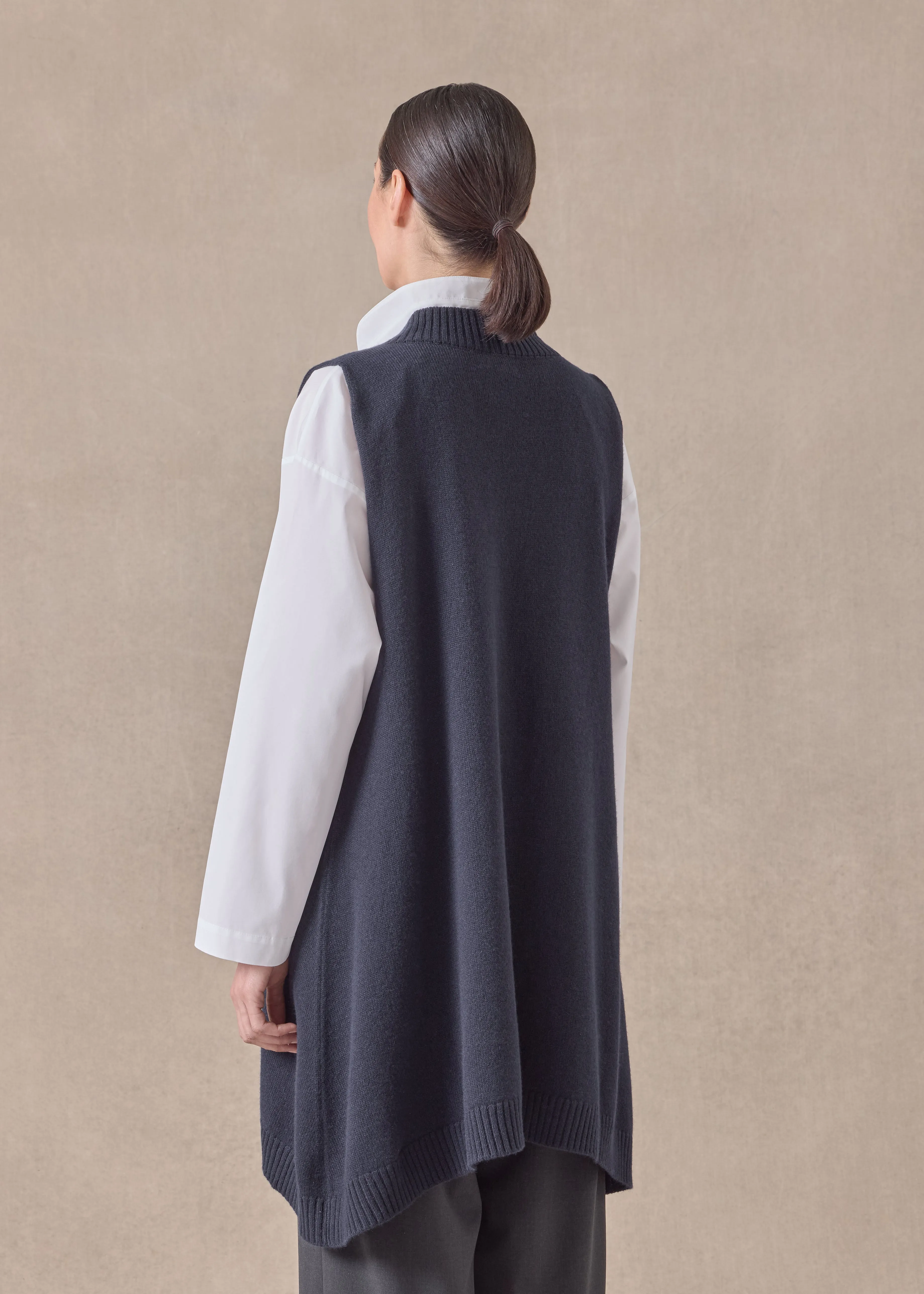 cashmere a-line sleeveless deep v-neck sweater - long plus dark sold by eskandar product image thumbnail 4