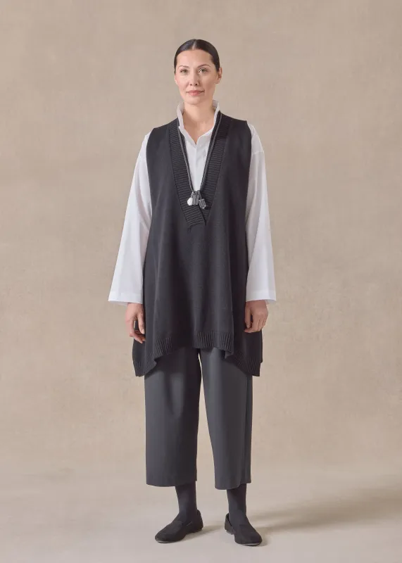 cashmere a-line sleeveless deep v-neck sweater - long plus sold by eskandar