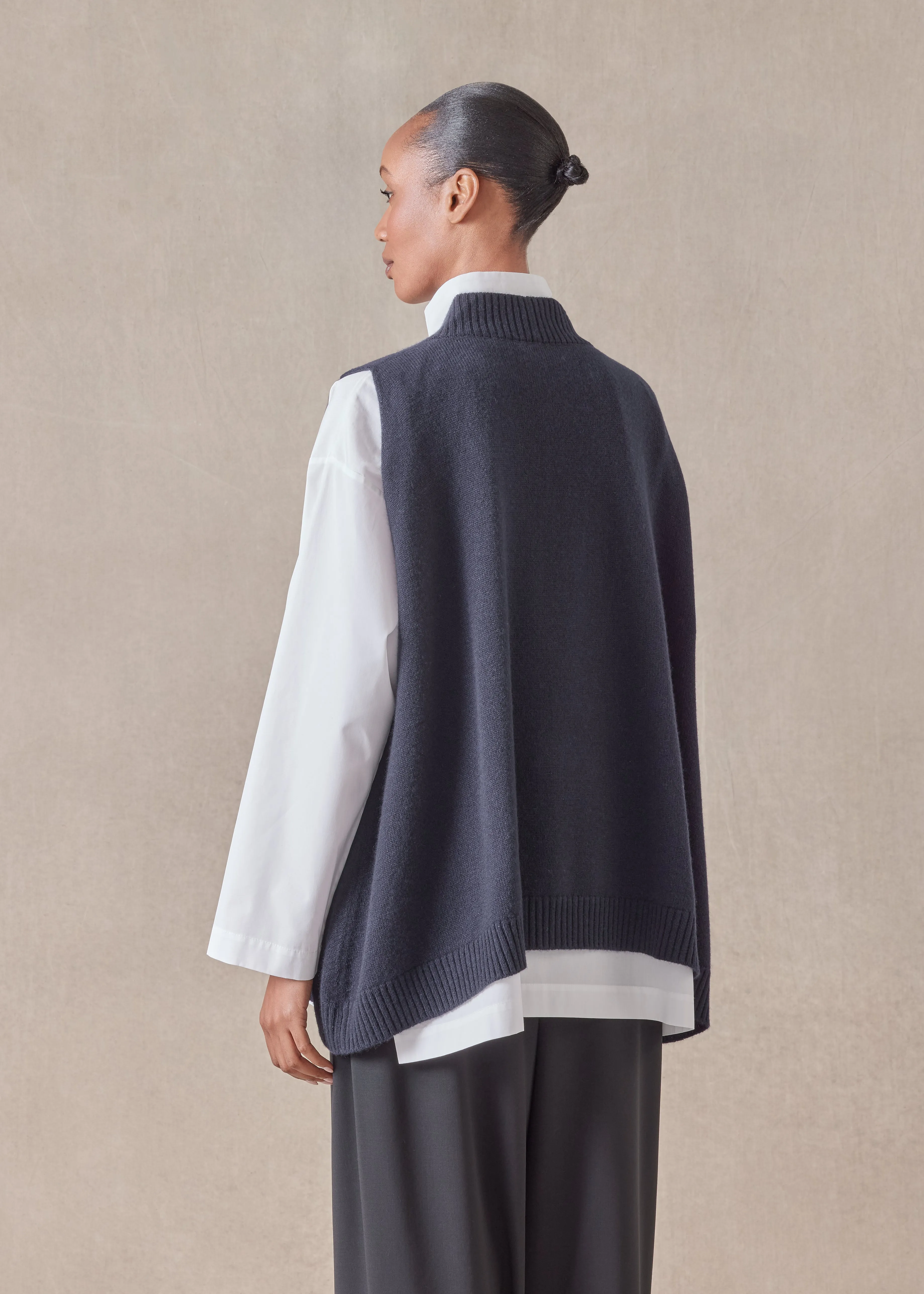 cashmere a-line sleeveless deep v-neck sweater - mid plus sold by eskandar product image thumbnail 4