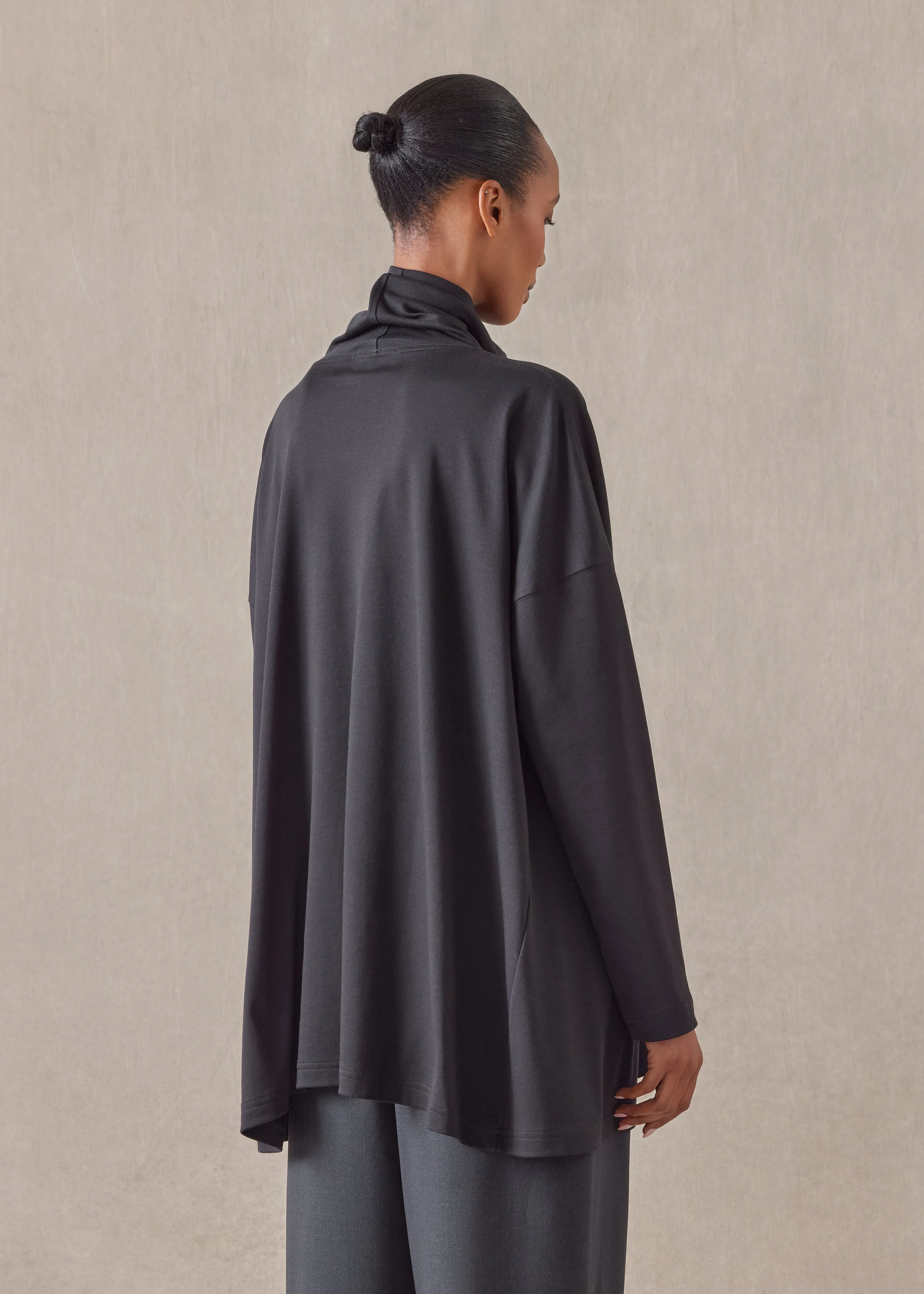 cotton side panelled scrunch neck t-shirt - long sold by eskandar product image thumbnail 4