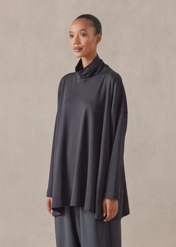 cotton side panelled scrunch neck t-shirt - long sold by eskandar
