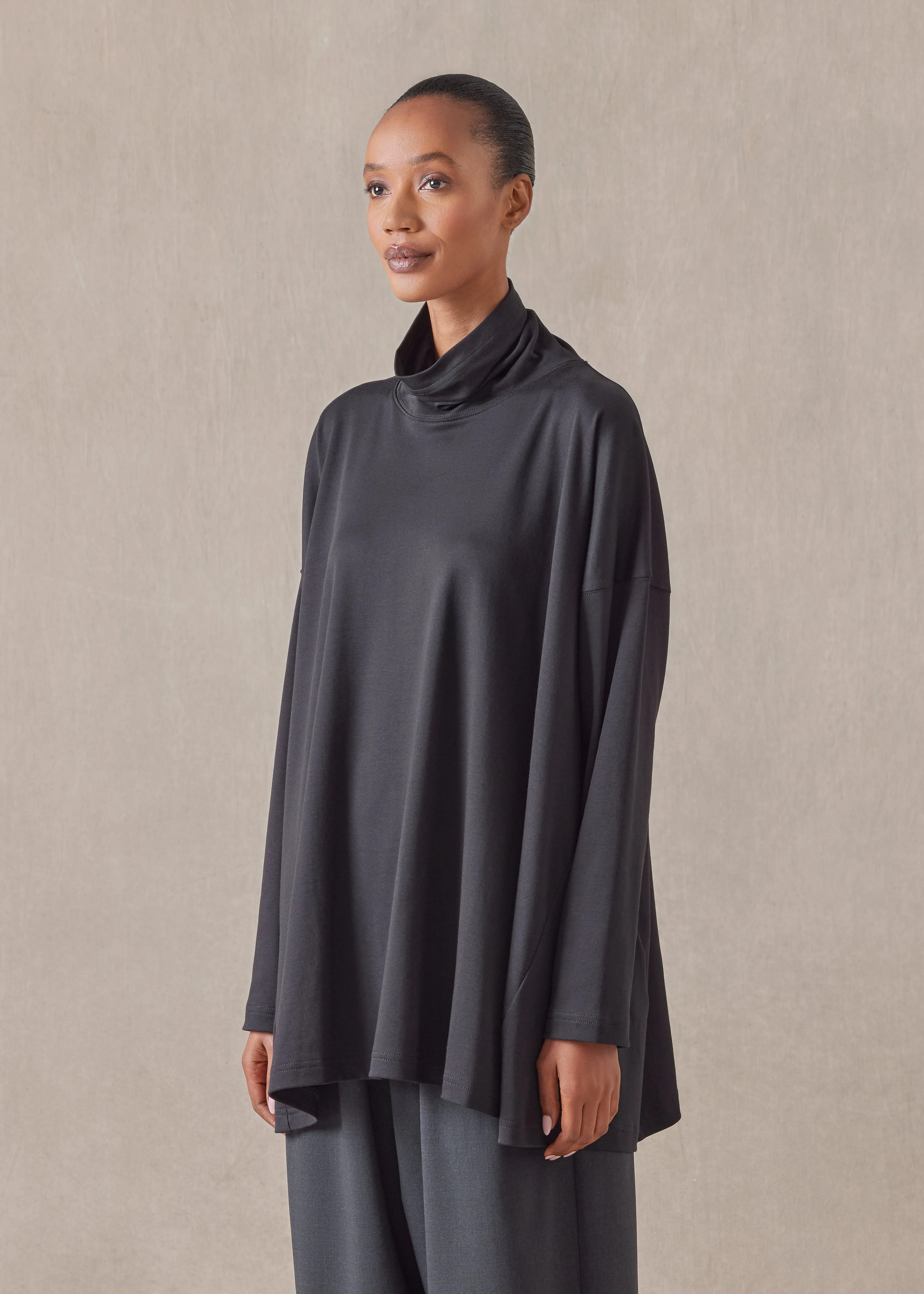 cotton side panelled scrunch neck t-shirt - long sold by eskandar