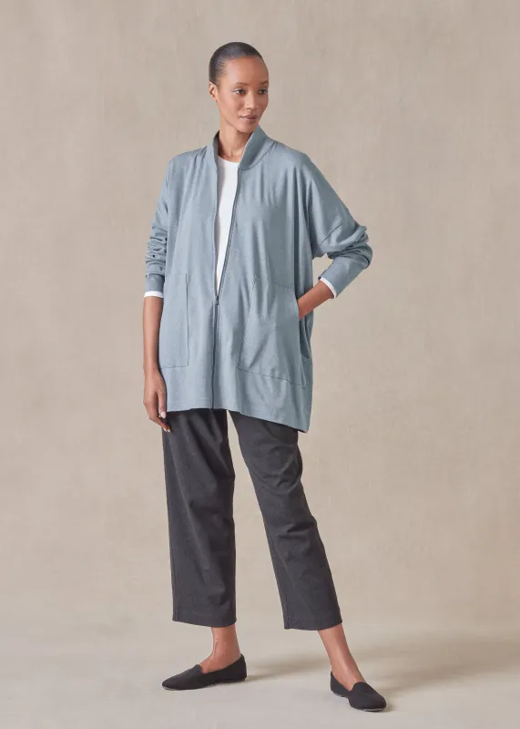 cotton jersey zipped top with chinese collar - long sold by eskandar