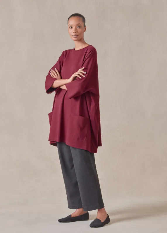 cotton jersey sloped shoulder round neck poncho - long plus sold by eskandar