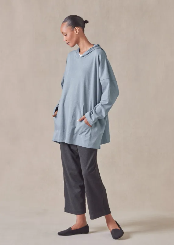 cotton jersey hooded top - long (stormblue) sold by eskandar