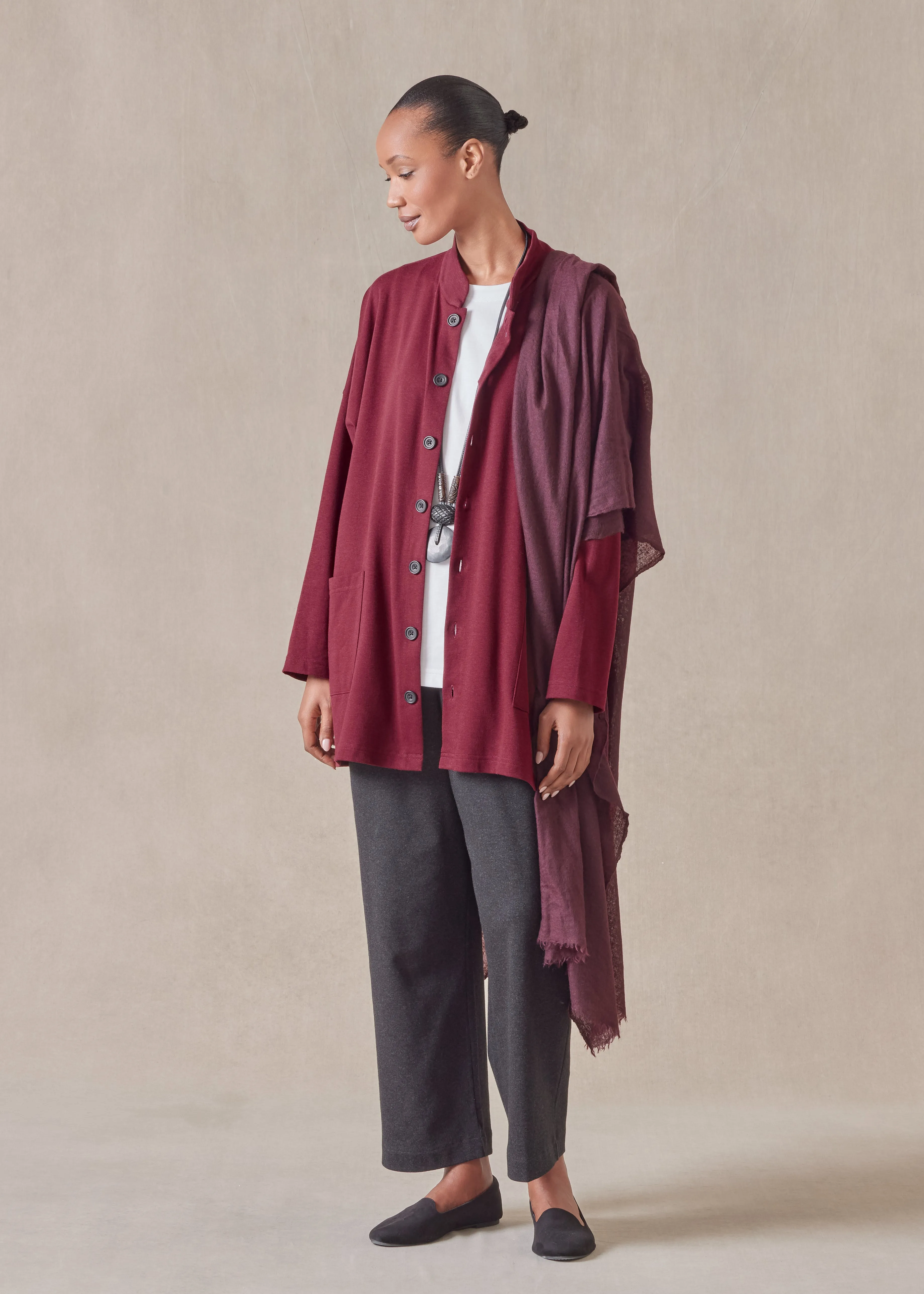 cotton jersey mandarin jacket - long sold by eskandar