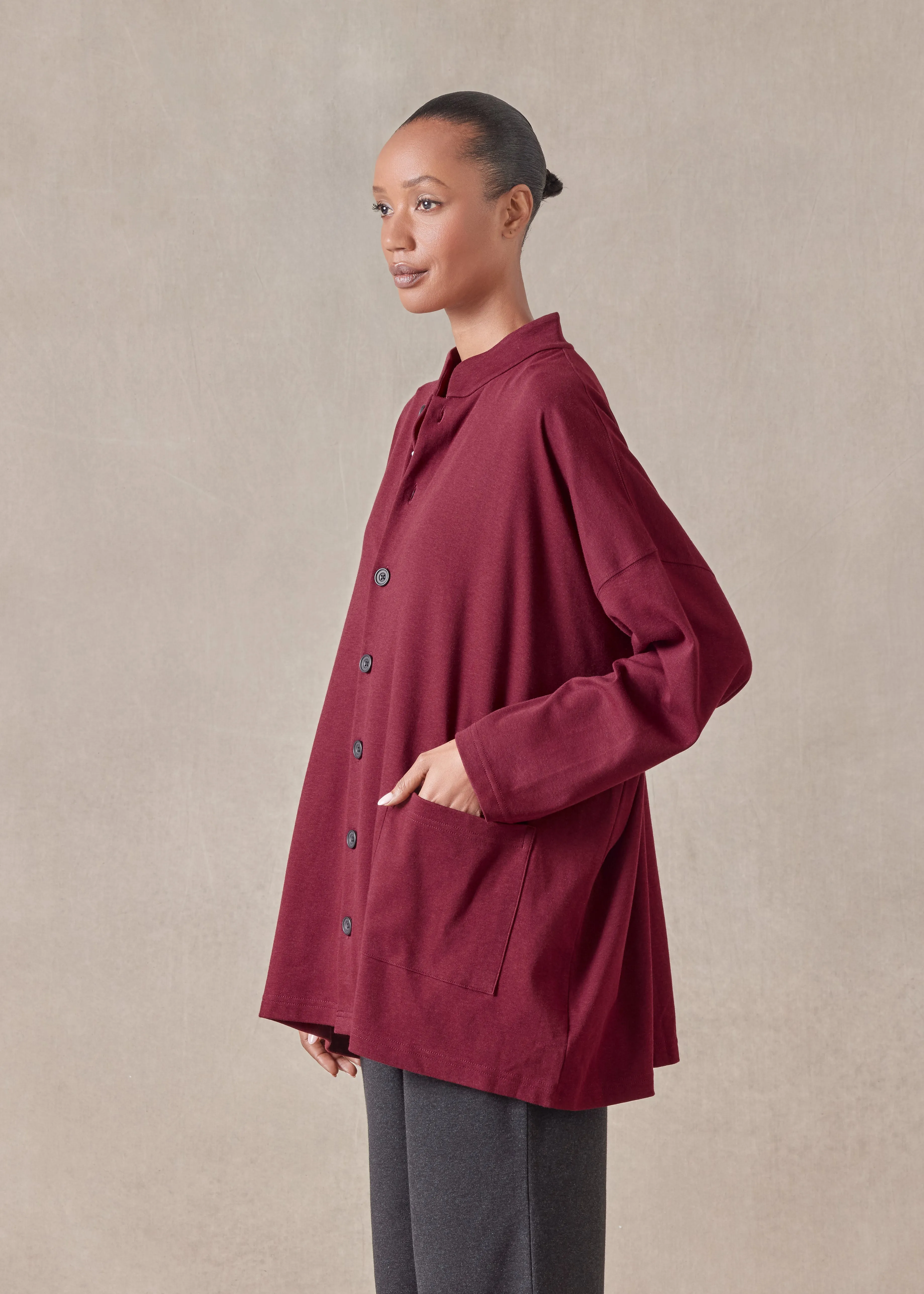 cotton jersey mandarin jacket - long sold by eskandar product image thumbnail 3