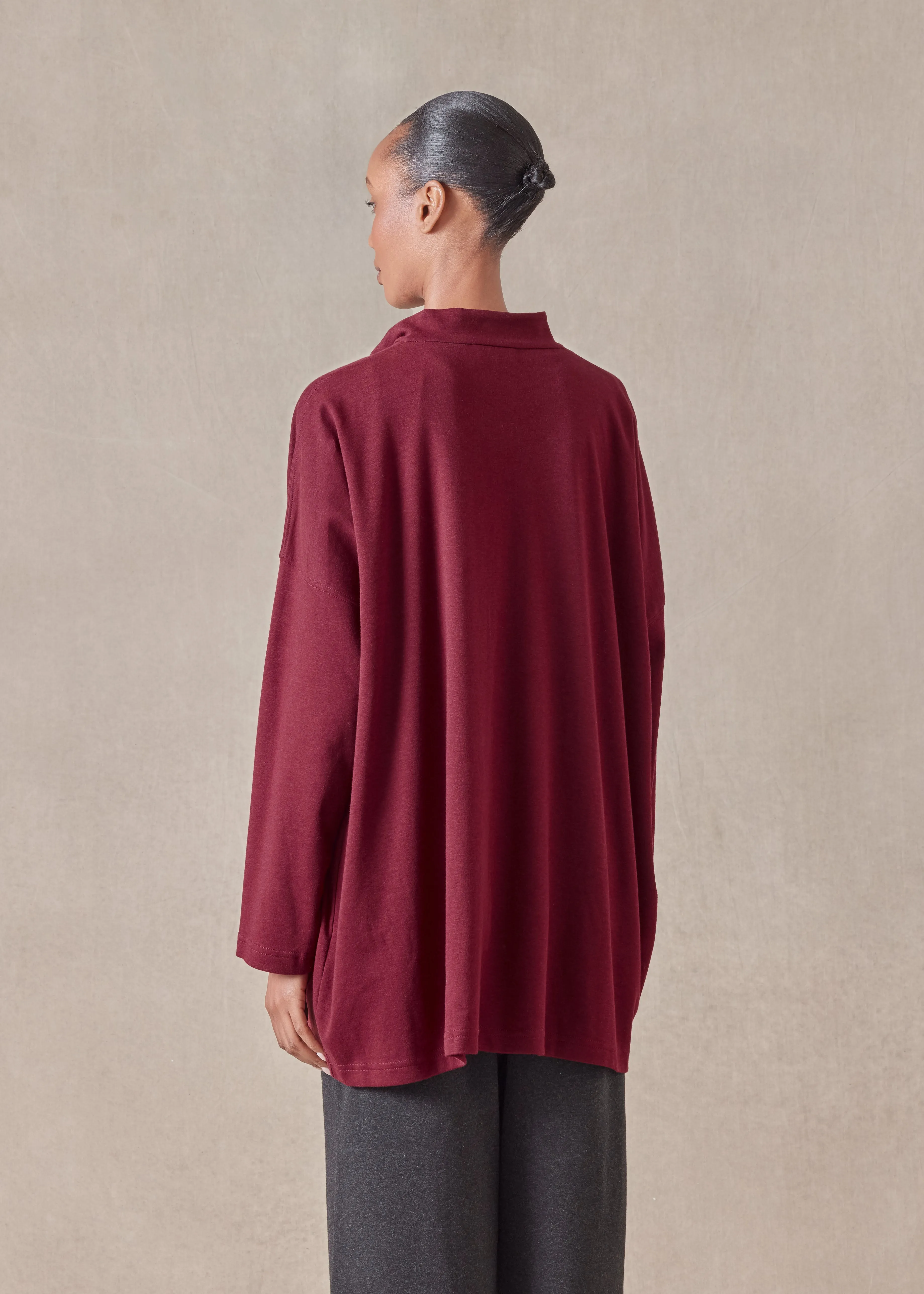 cotton jersey mandarin jacket - long sold by eskandar product image thumbnail 5