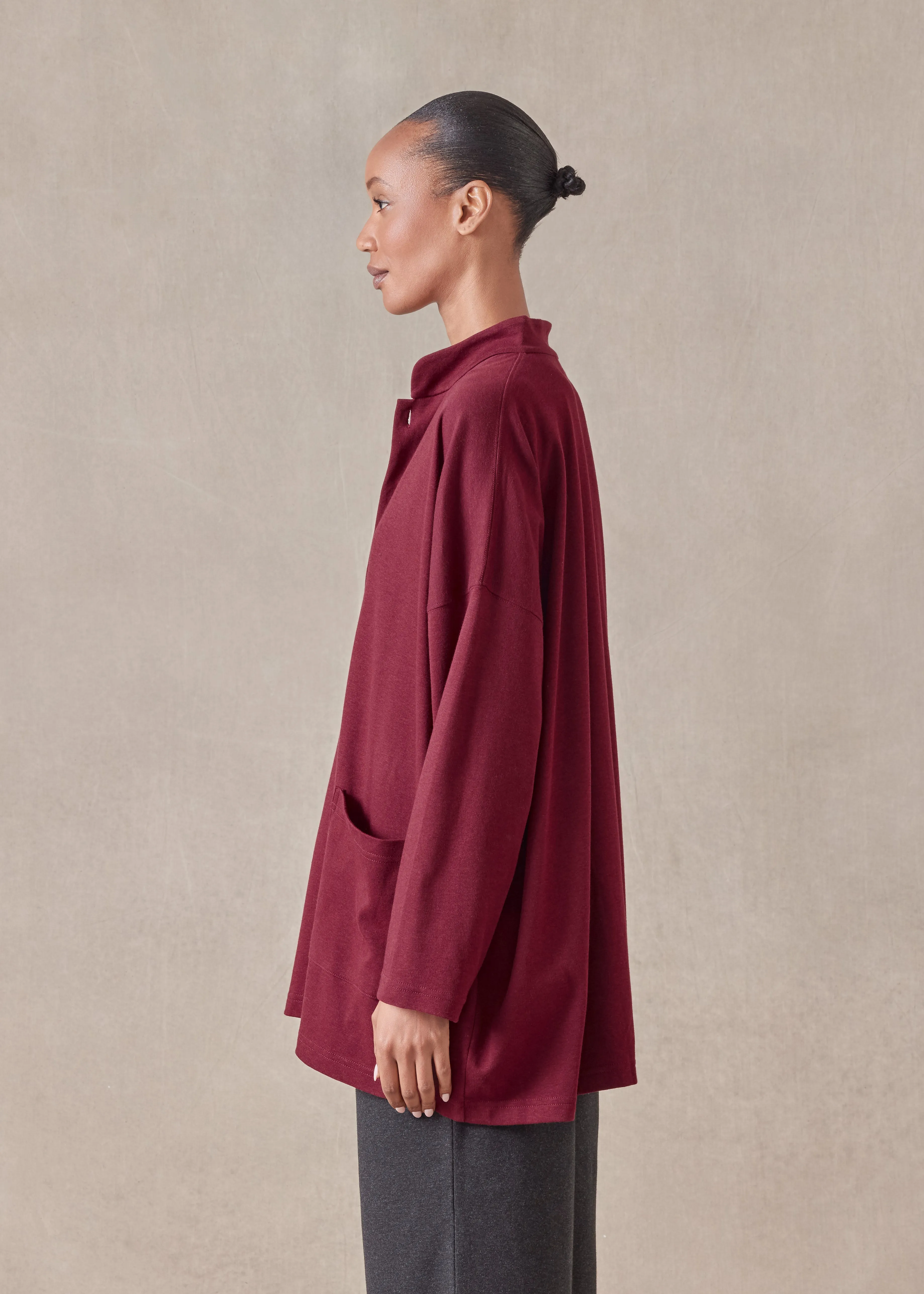 cotton jersey mandarin jacket - long sold by eskandar product image thumbnail 4