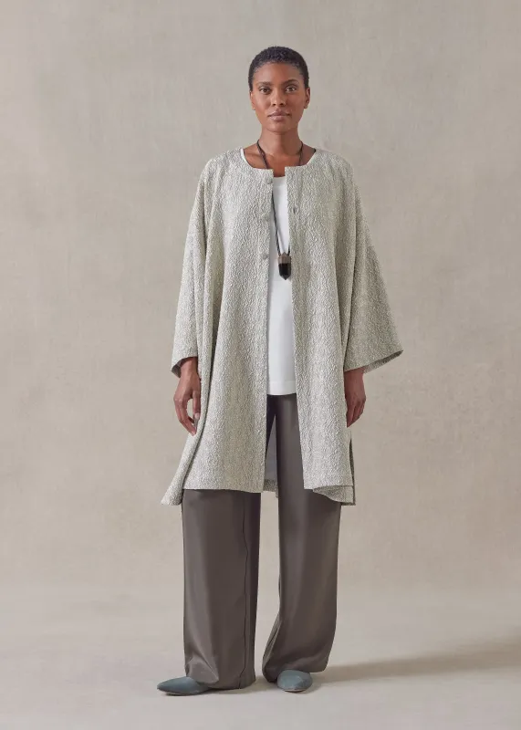 silk mix round neck chinese jacket - very long (champagne) sold by eskandar