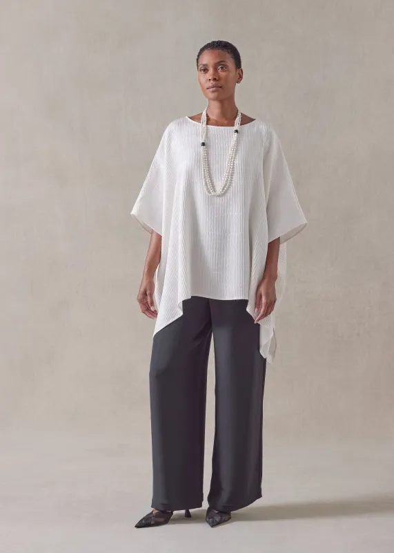 silk longer back scoop neck kaftan shirt - mid plus (ivory) sold by eskandar