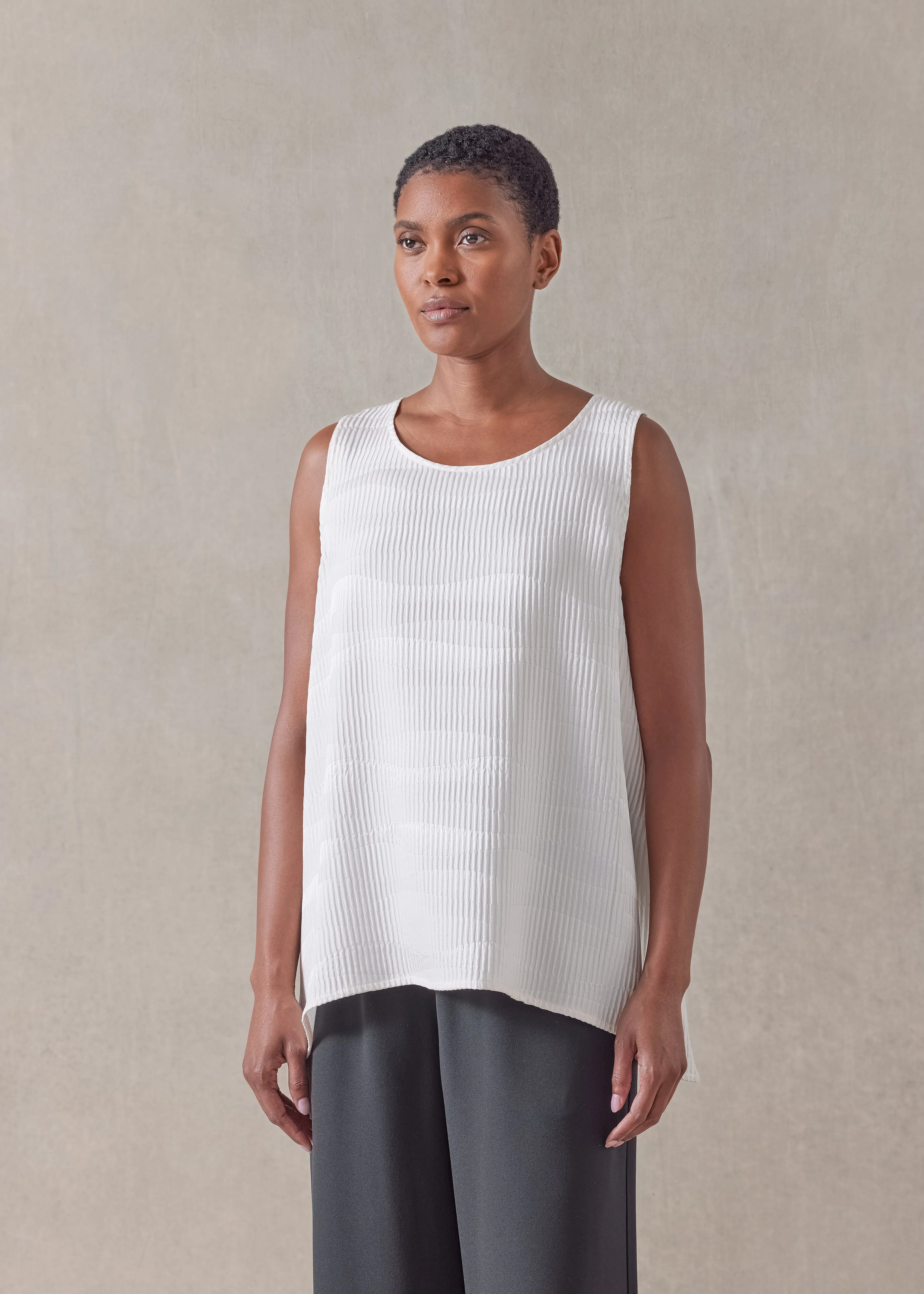 silk a-line shell - mid plus (ivory) sold by eskandar product image thumbnail 2