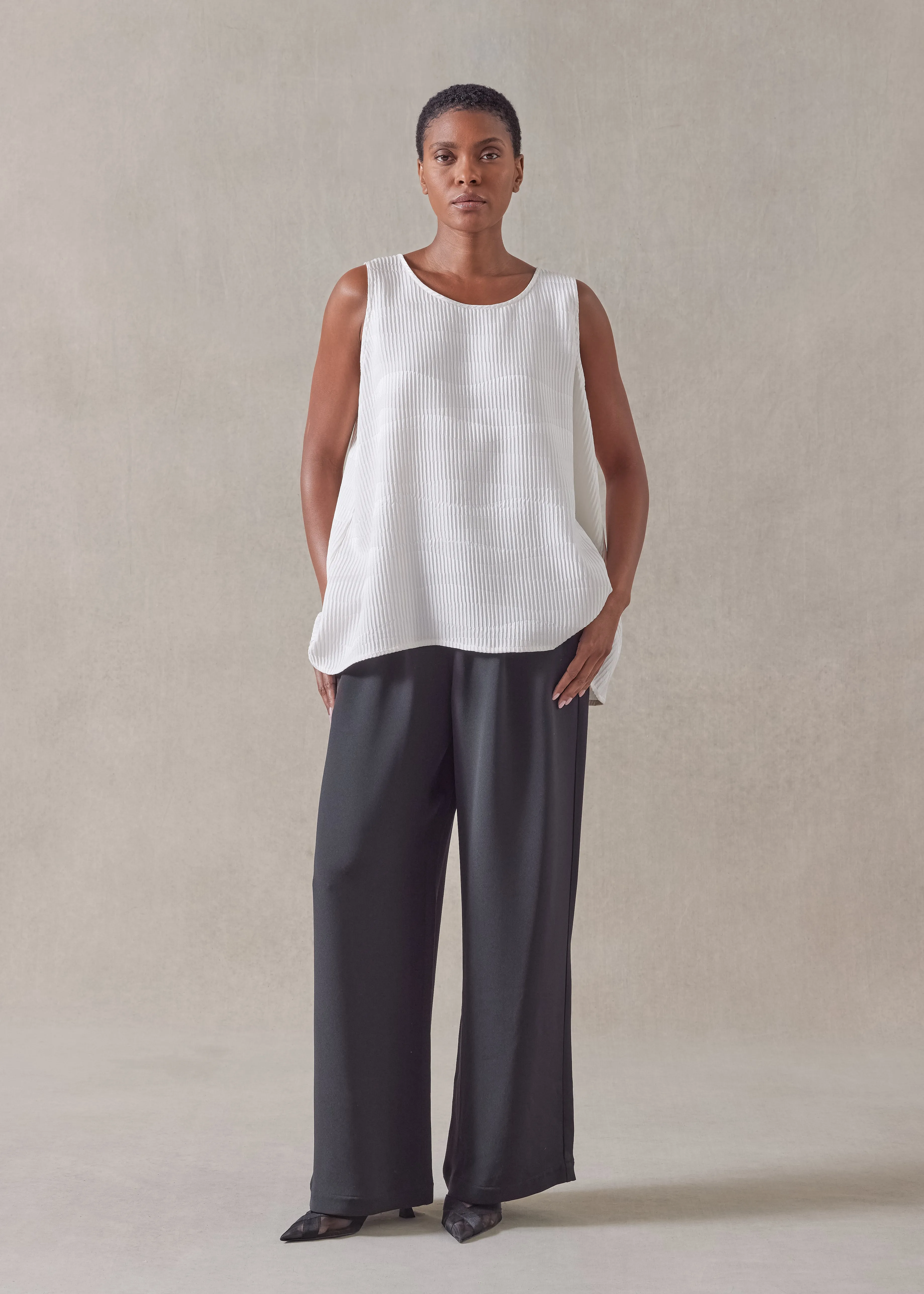 silk a-line shell - mid plus (ivory) sold by eskandar