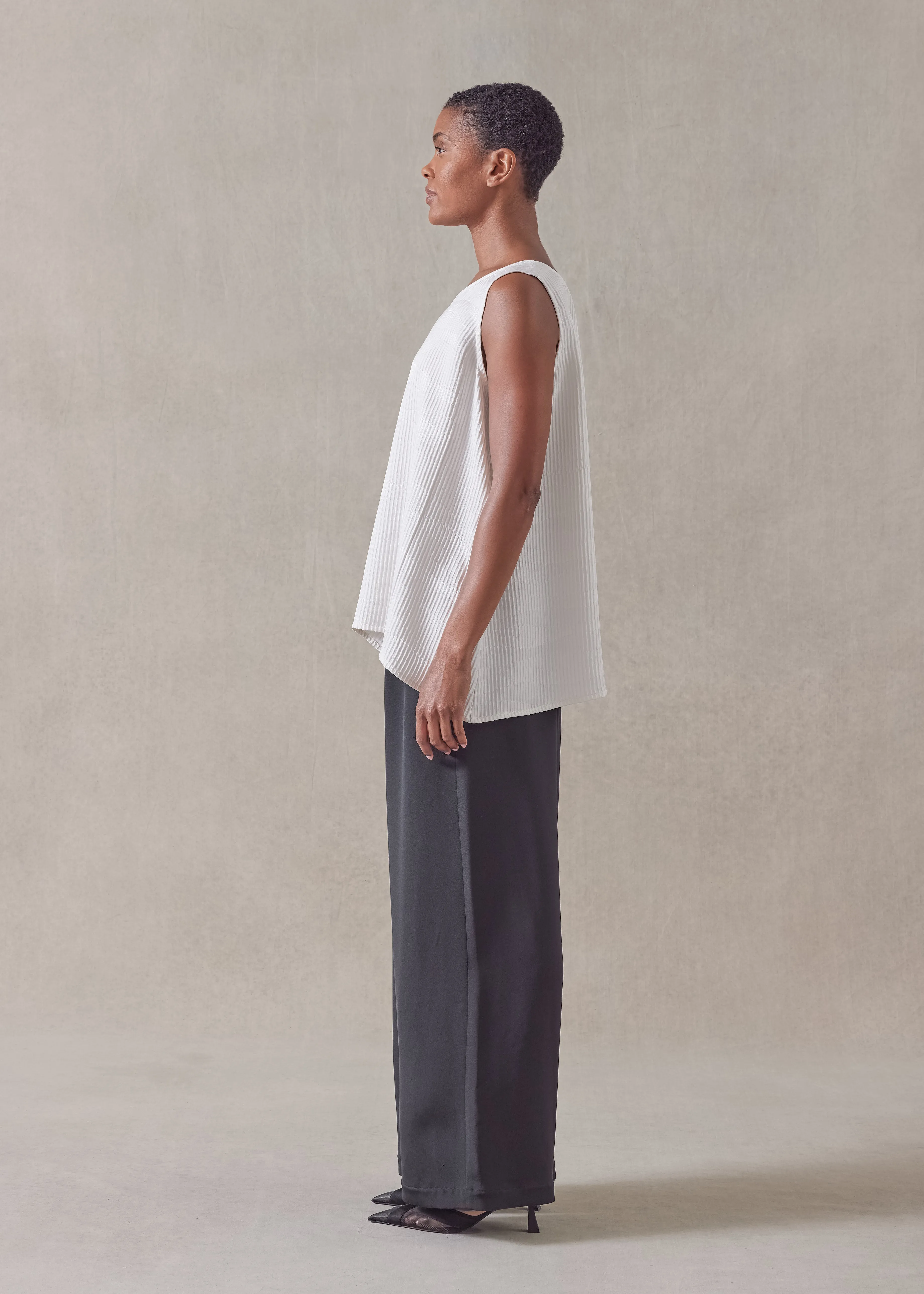 silk a-line shell - mid plus (ivory) sold by eskandar product image thumbnail 3