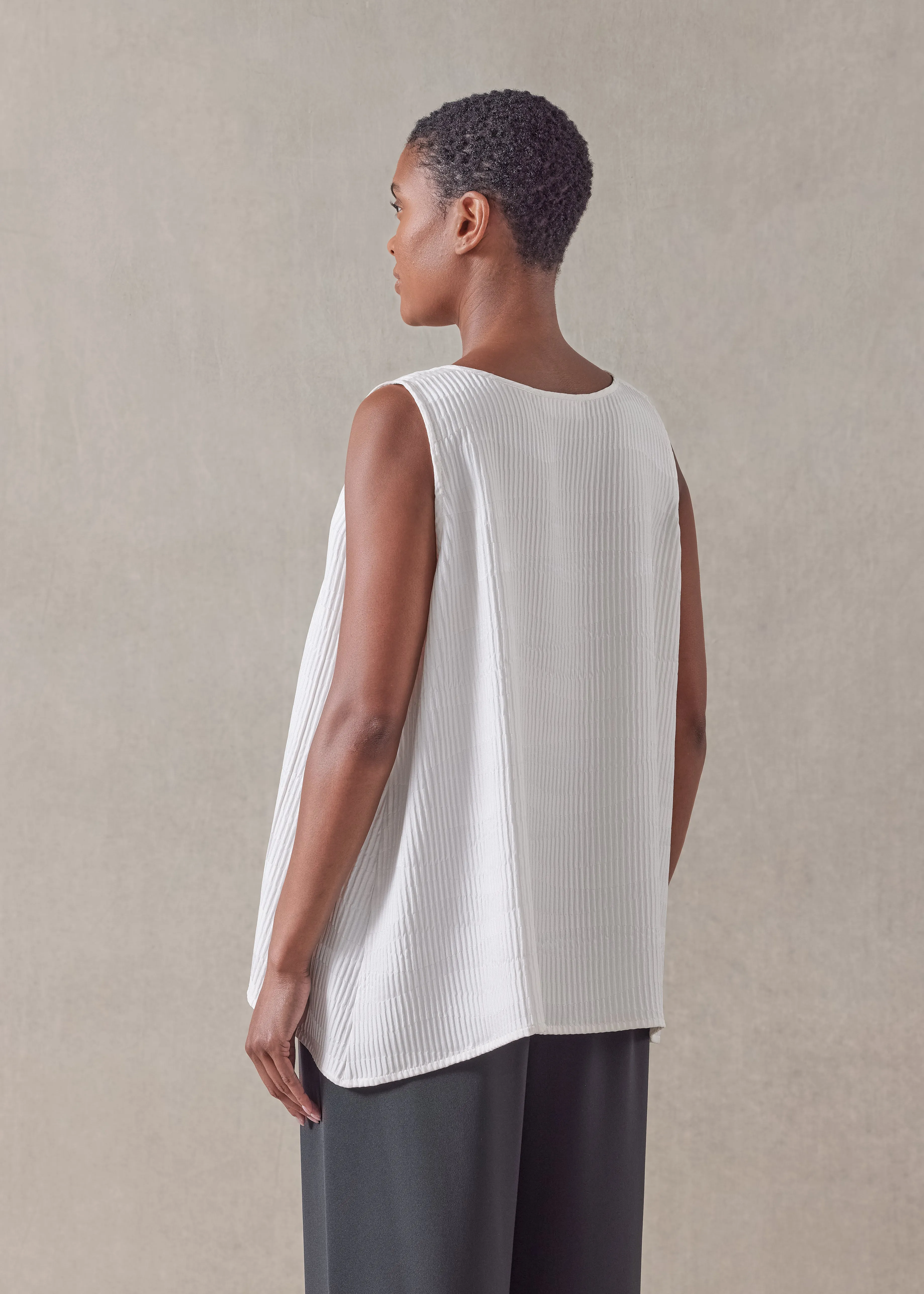 silk a-line shell - mid plus (ivory) sold by eskandar product image thumbnail 4