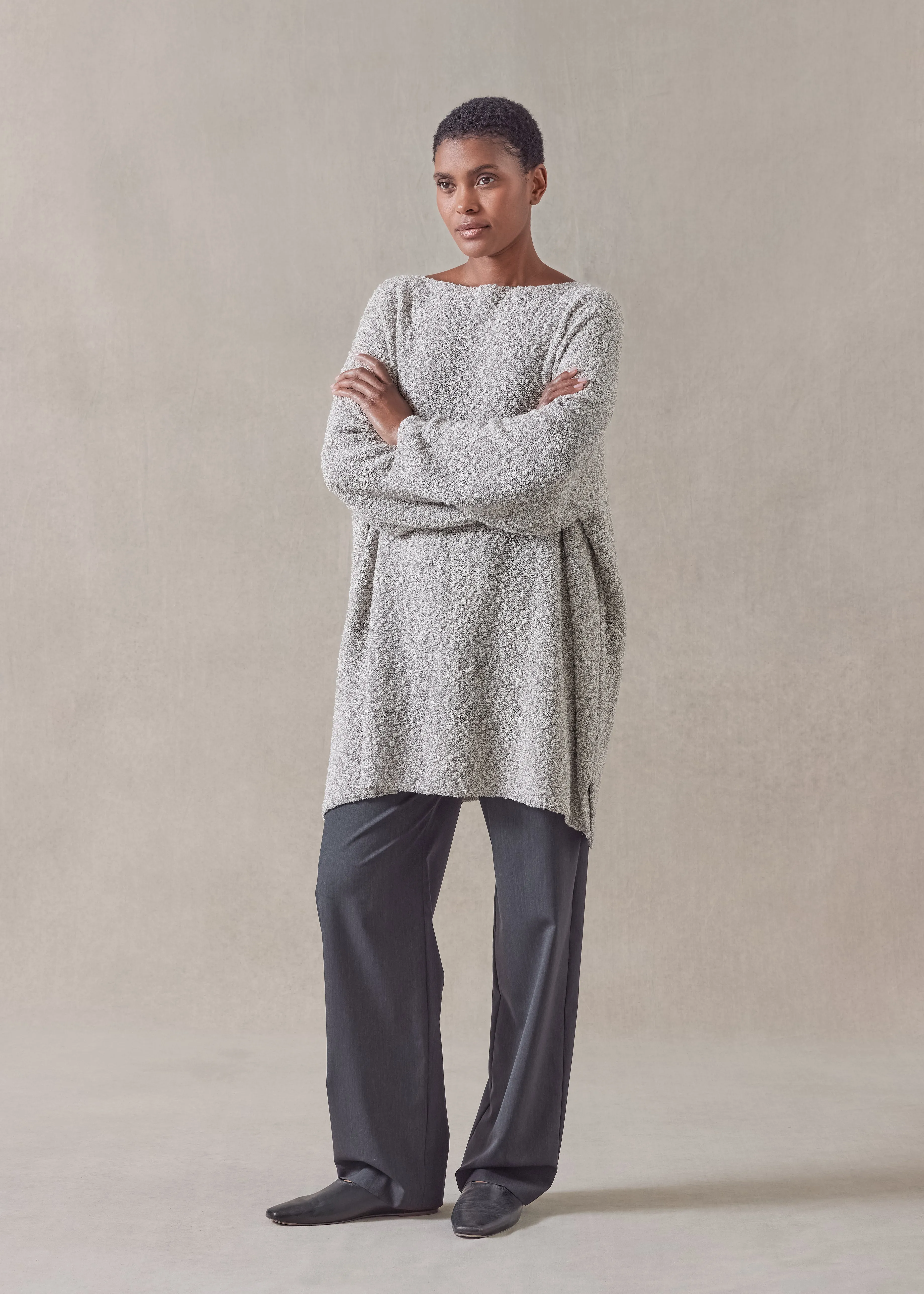 cotton and silver thread square sweater - long sold by eskandar