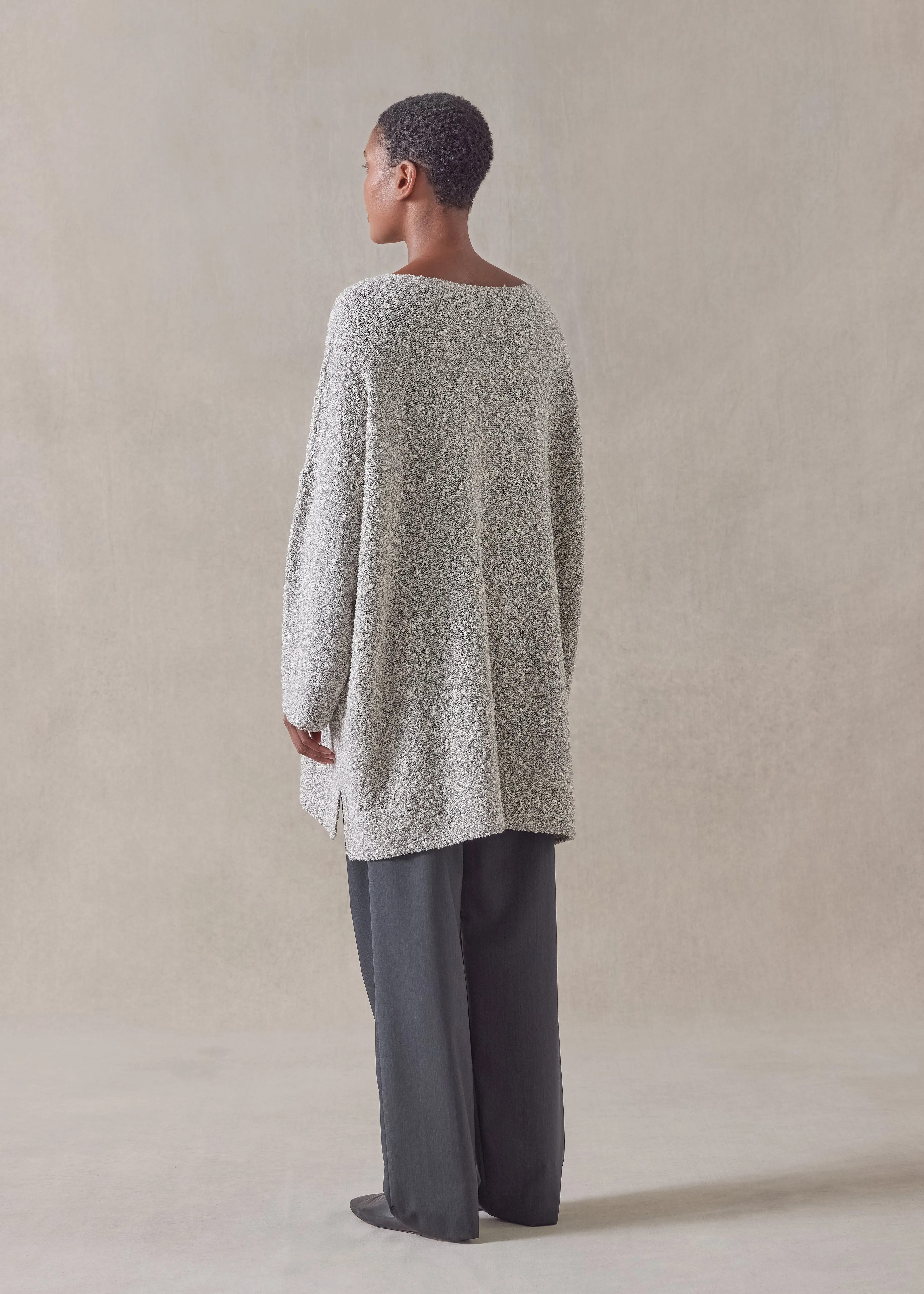 cotton and silver thread square sweater - long sold by eskandar product image thumbnail 4