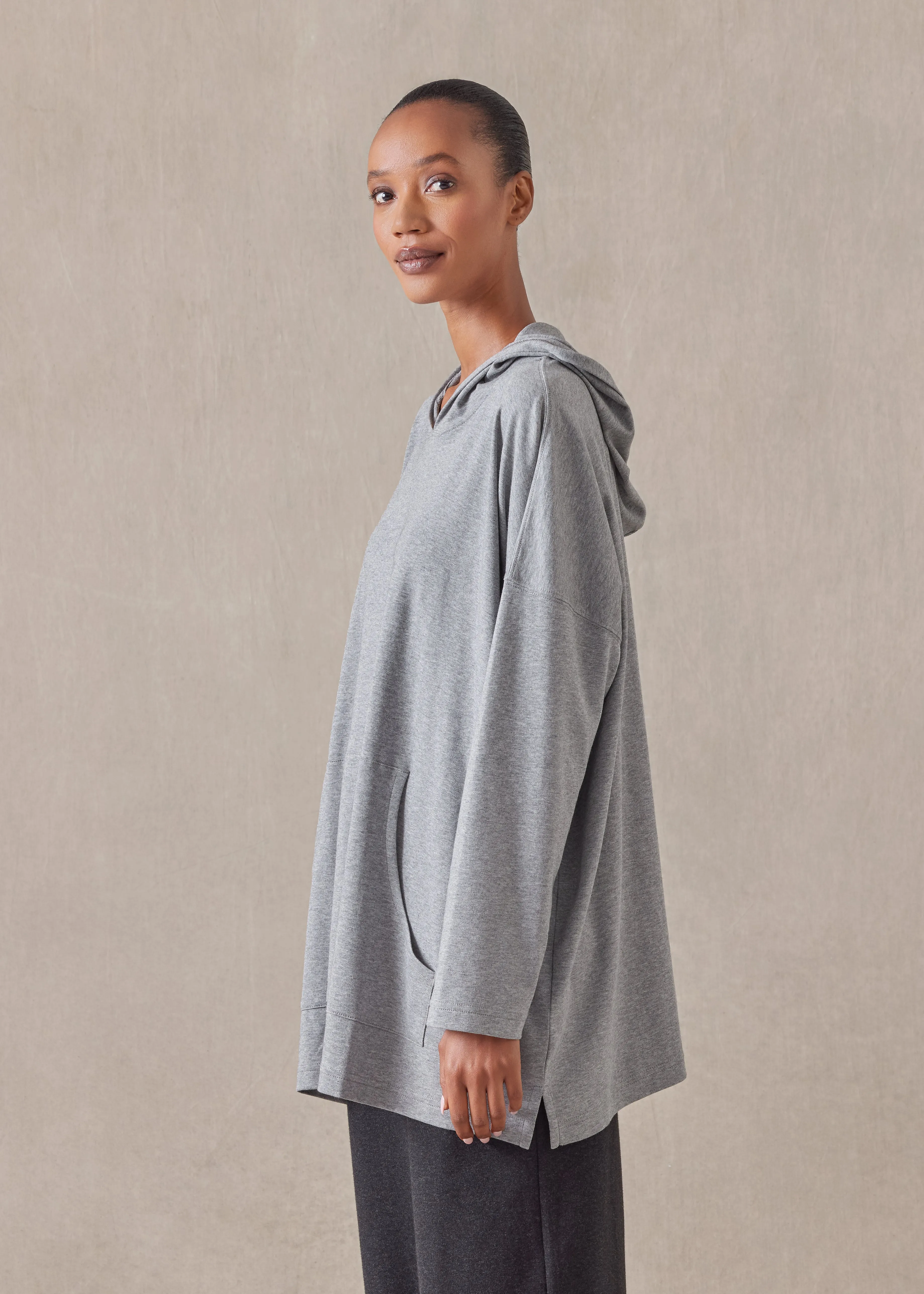 cotton jersey hooded top - long (silvergrey) sold by eskandar product image thumbnail 2