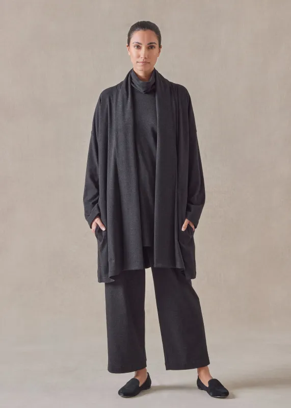 cotton jersey wide a-line shawl collar cardigan - long plus sold by eskandar