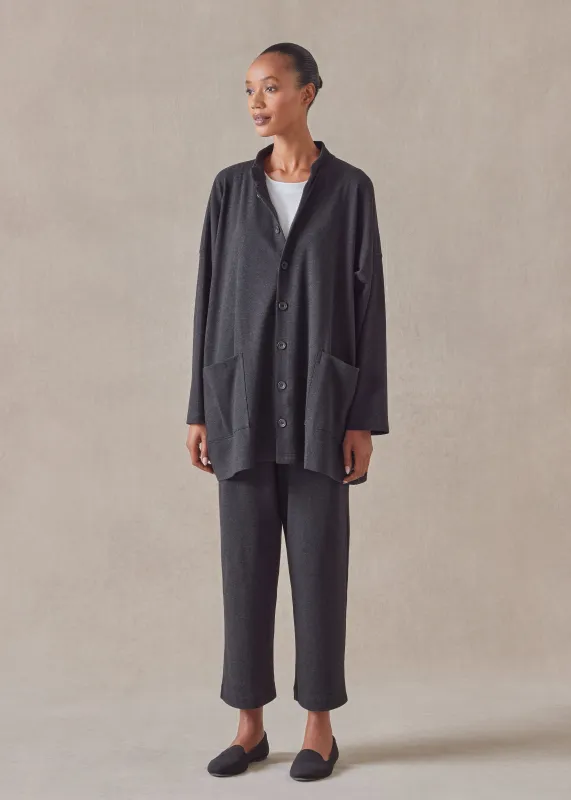 cotton jersey mandarin jacket - long (coal) sold by eskandar