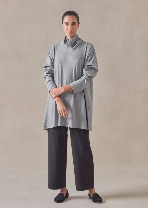 cotton jersey side panelled scrunch neck - long (silvergrey) sold by eskandar