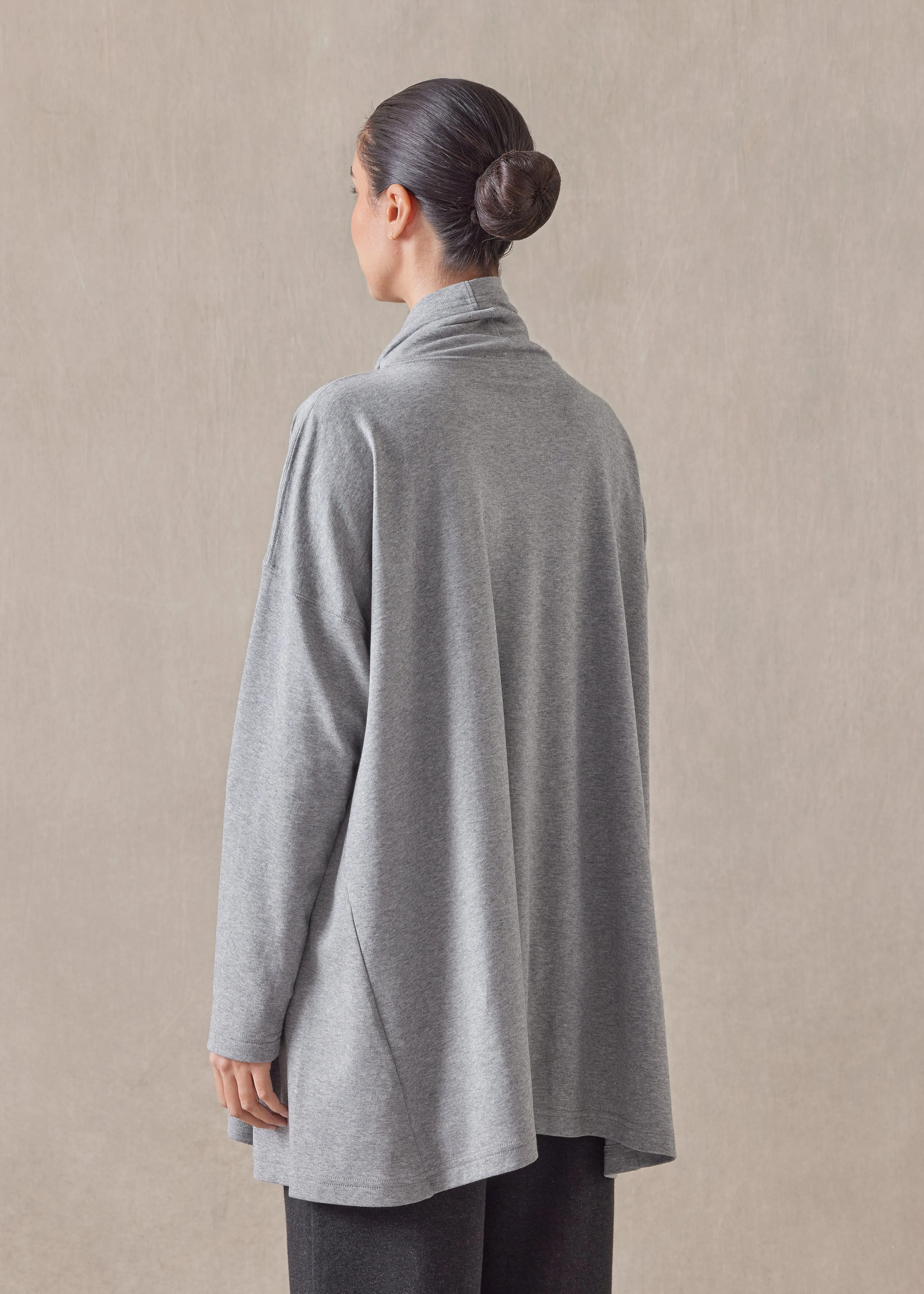 cotton jersey side panelled scrunch neck - long (silvergrey) sold by eskandar product image thumbnail 4