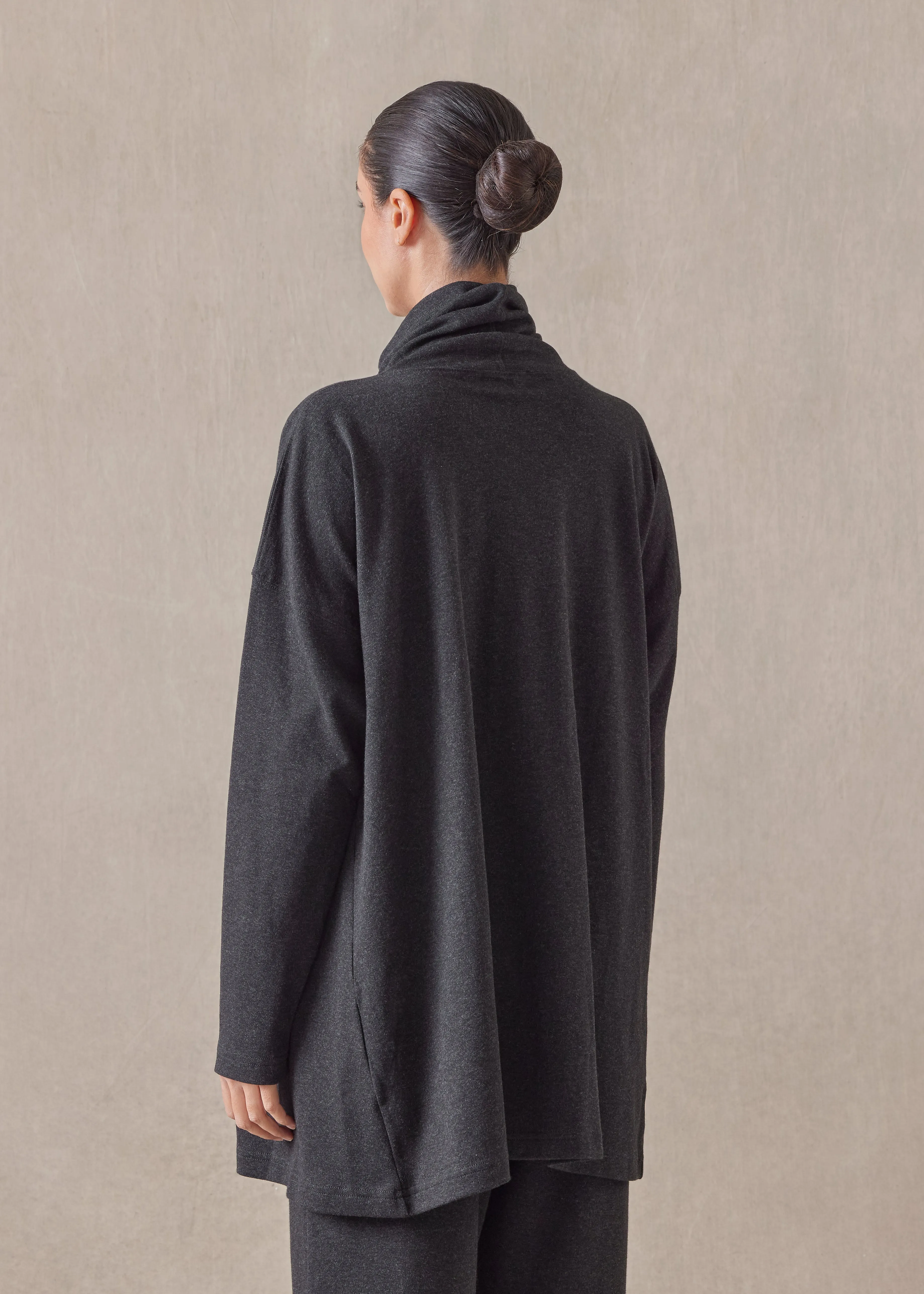 cotton jersey side panelled scrunch neck - long sold by eskandar product image thumbnail 4