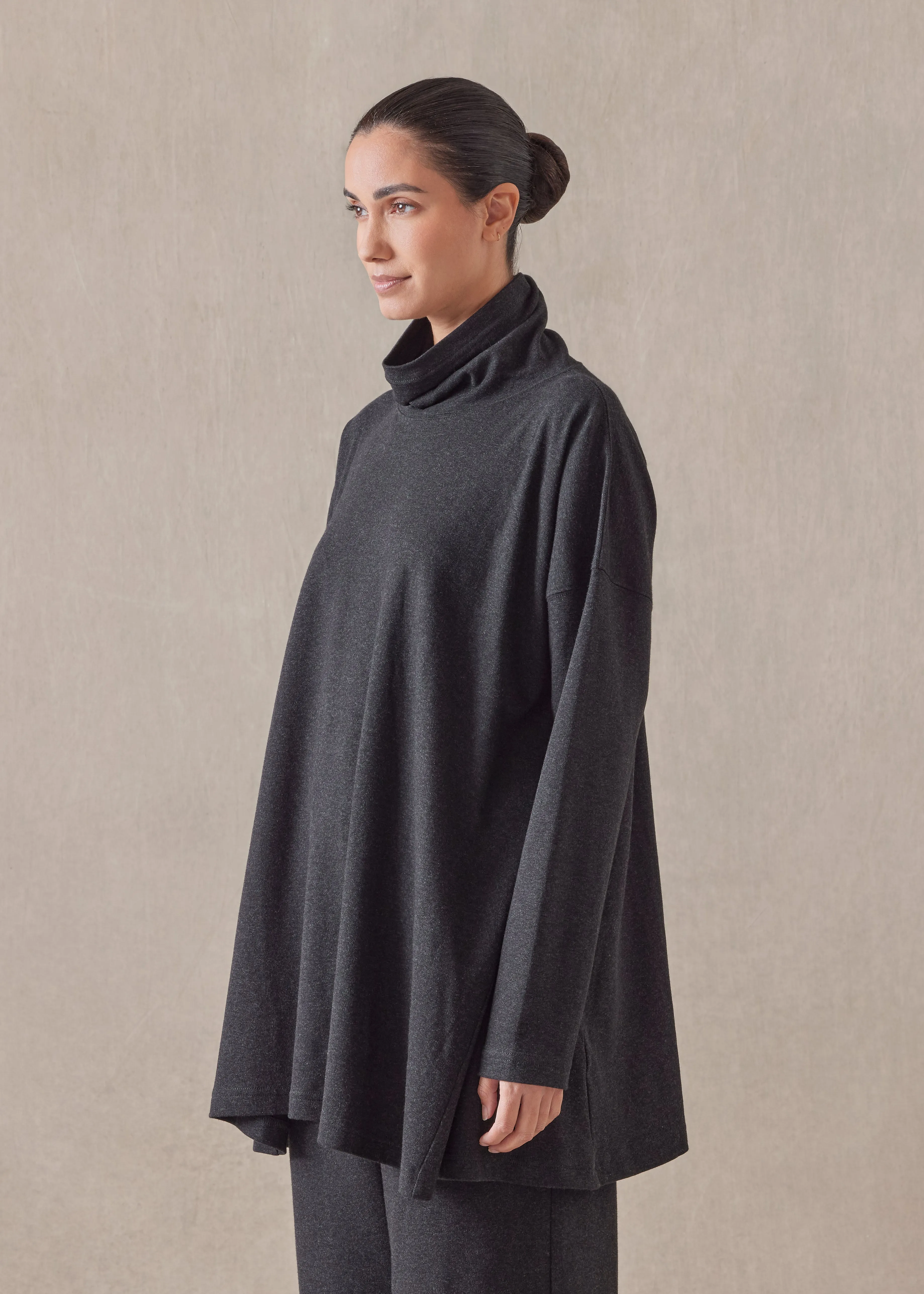 cotton jersey side panelled scrunch neck - long sold by eskandar product image thumbnail 2