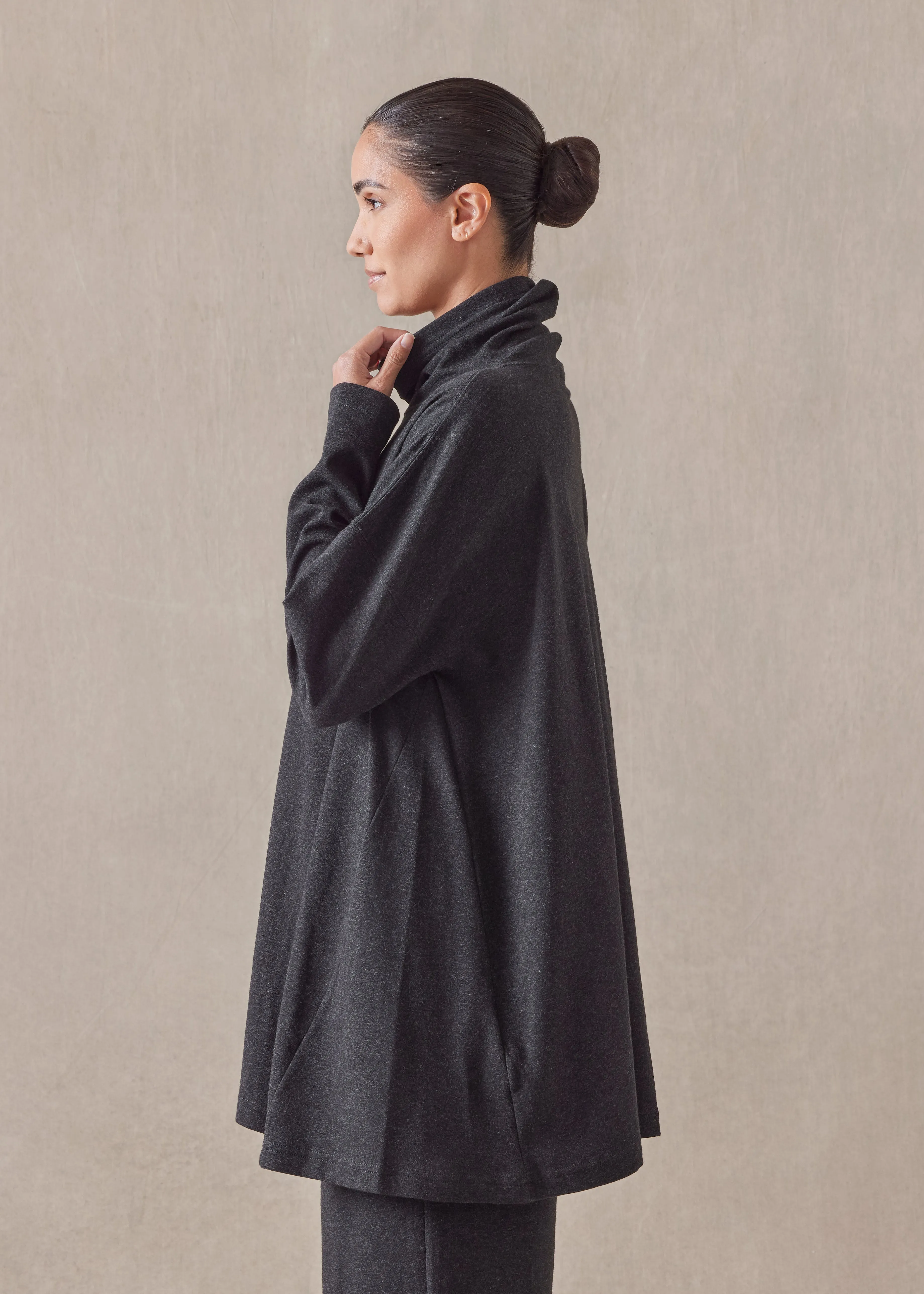 cotton jersey side panelled scrunch neck - long sold by eskandar product image thumbnail 3