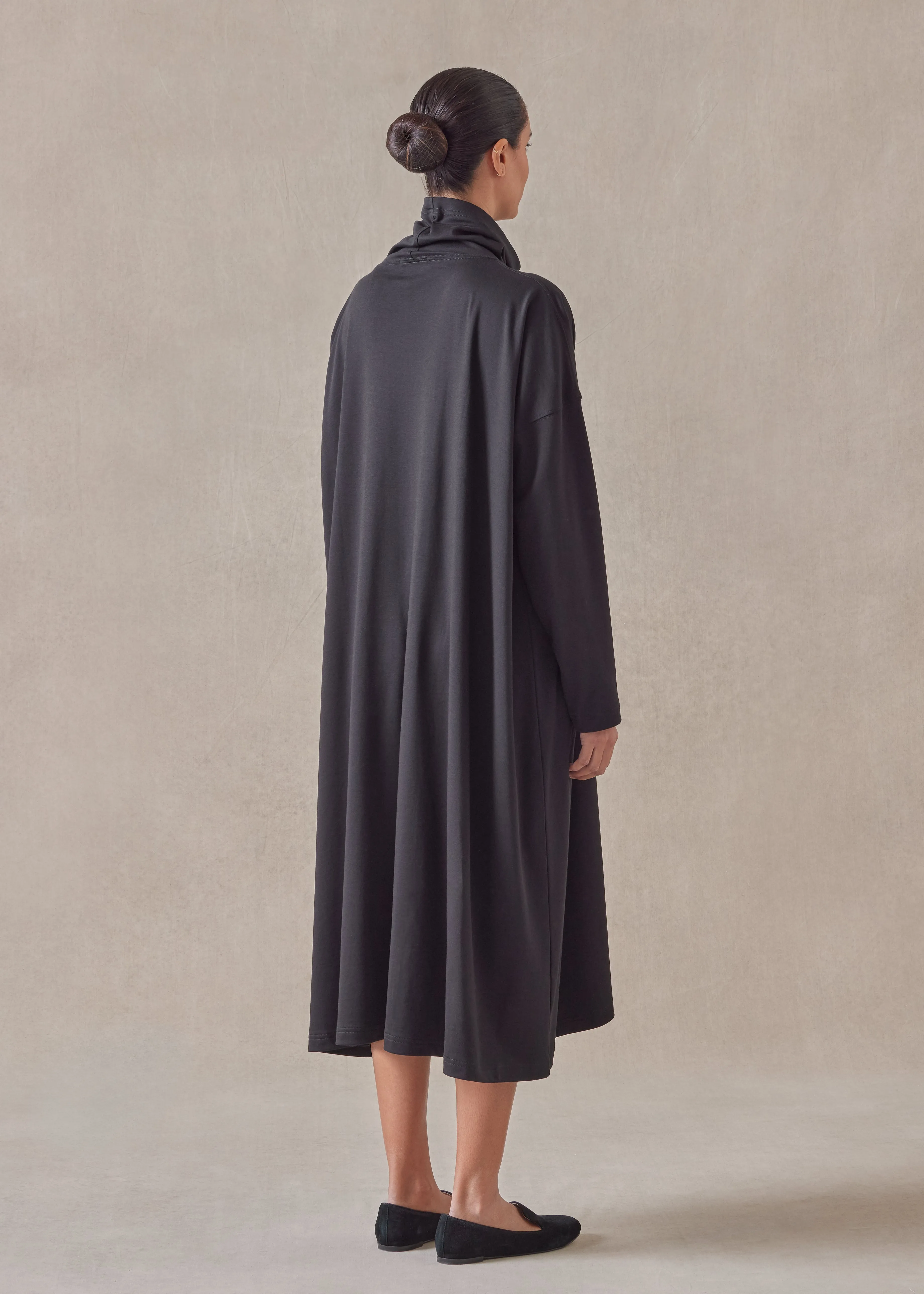 cotton jersey wide a-line scrunch neck dress sold by eskandar product image thumbnail 4