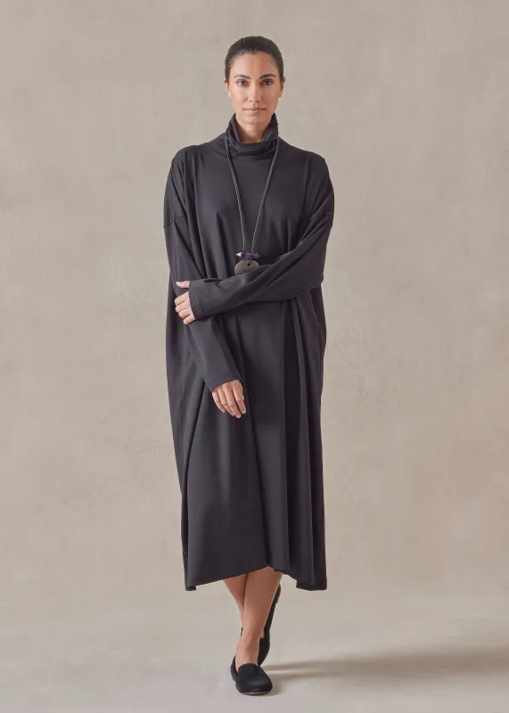 cotton jersey wide a-line scrunch neck dress sold by eskandar