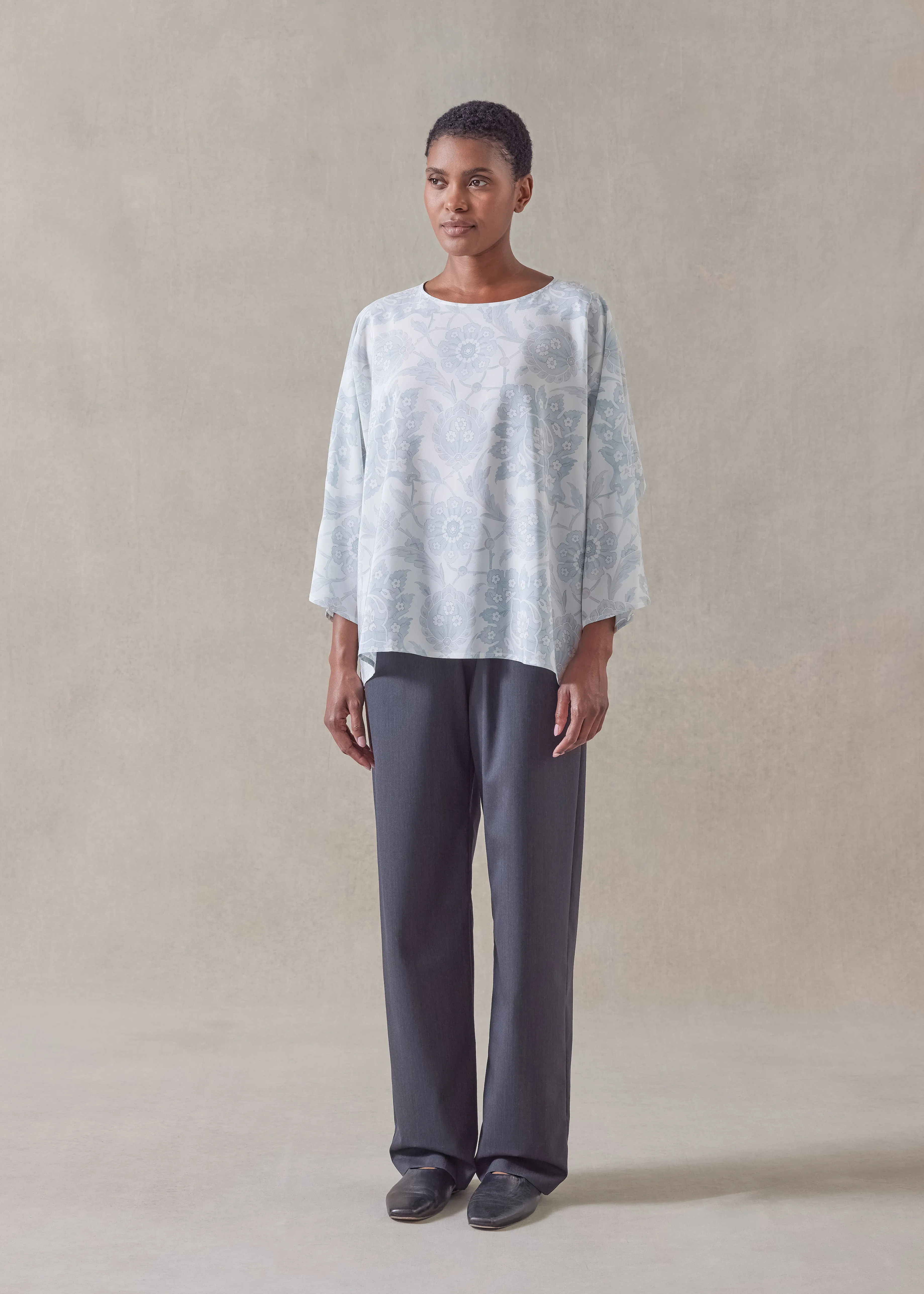 silk boat neck top - mid sold by eskandar