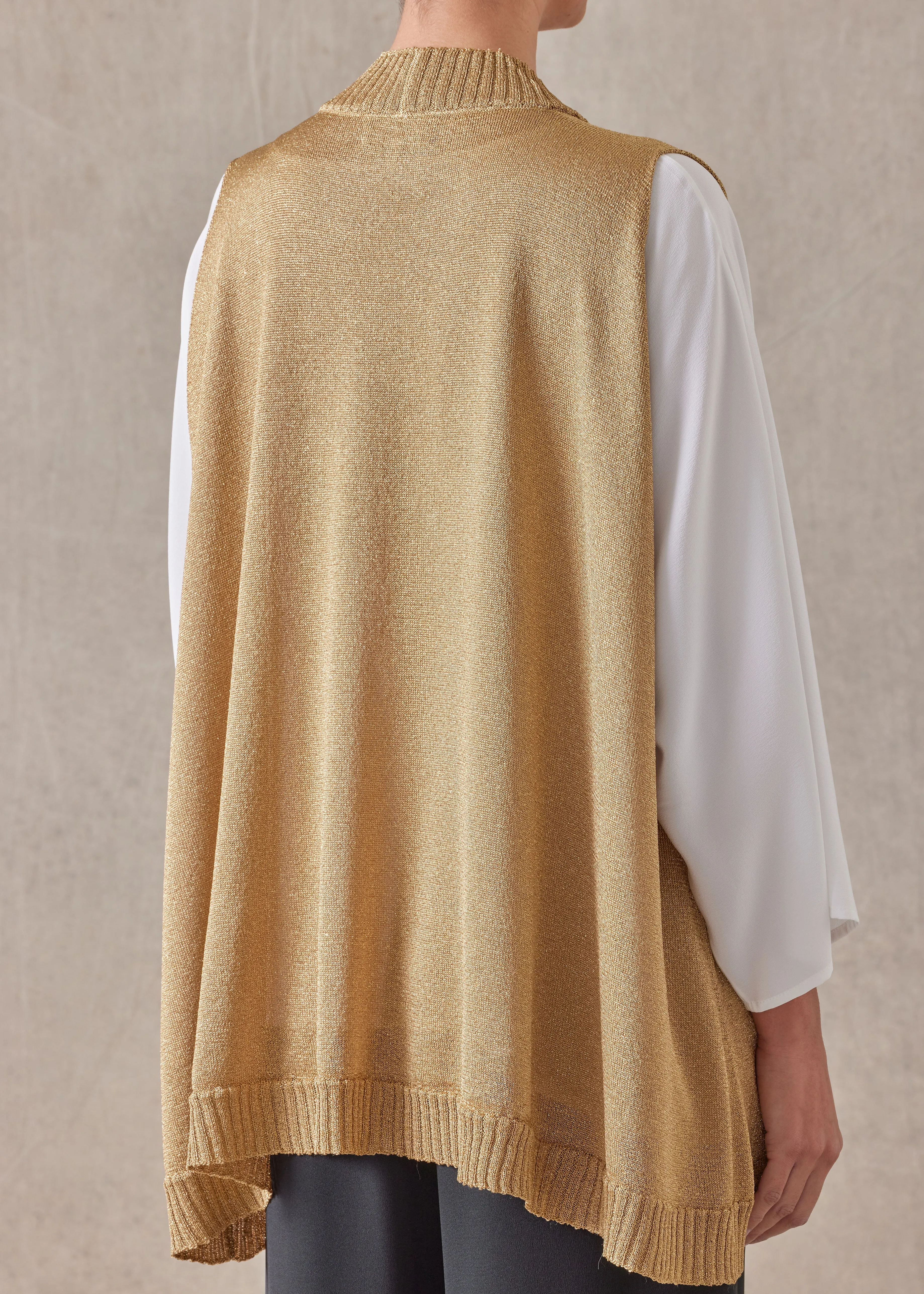 metallicised mix a-line sleeveless deep v-neck knitted sweater - mid plus sold by eskandar product image thumbnail 4