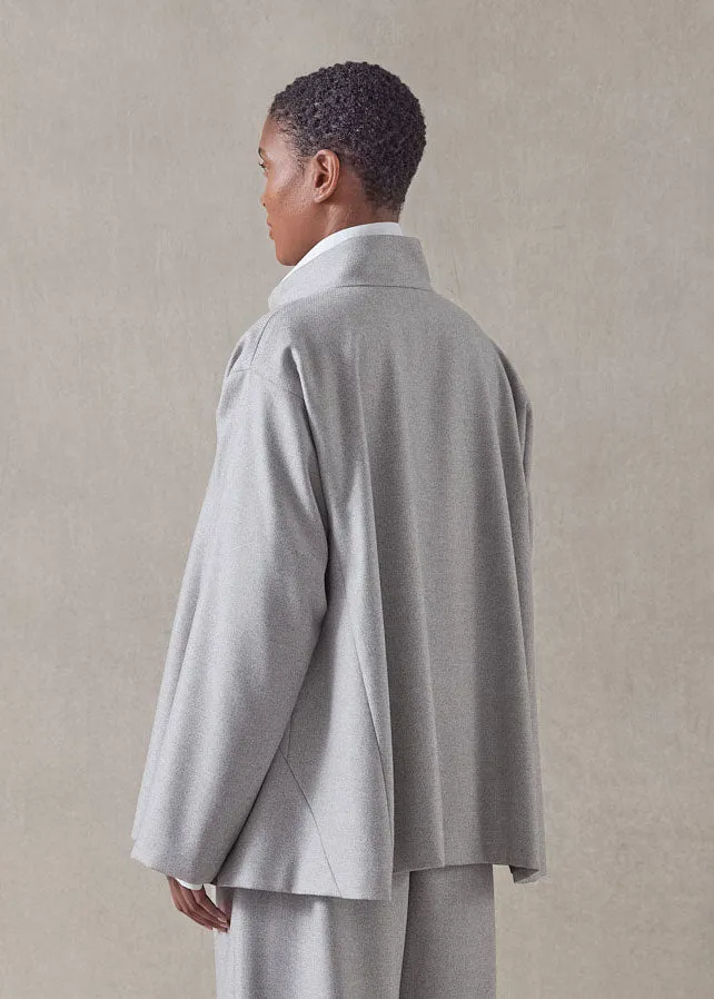 wool silk caucasus jacket with notch collar - mid plus (greypale) sold by eskandar product image thumbnail 4