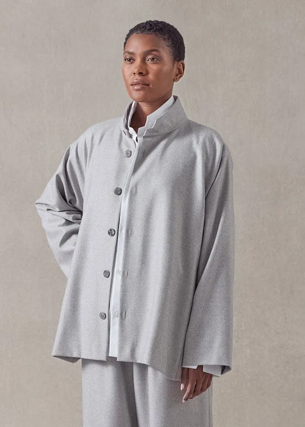 wool silk caucasus jacket with notch collar - mid plus (greypale) sold by eskandar product image thumbnail 2